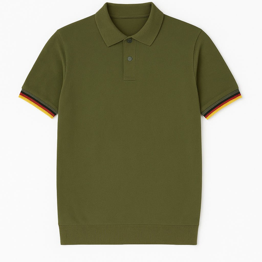 Polo verde militare con colletto classico 