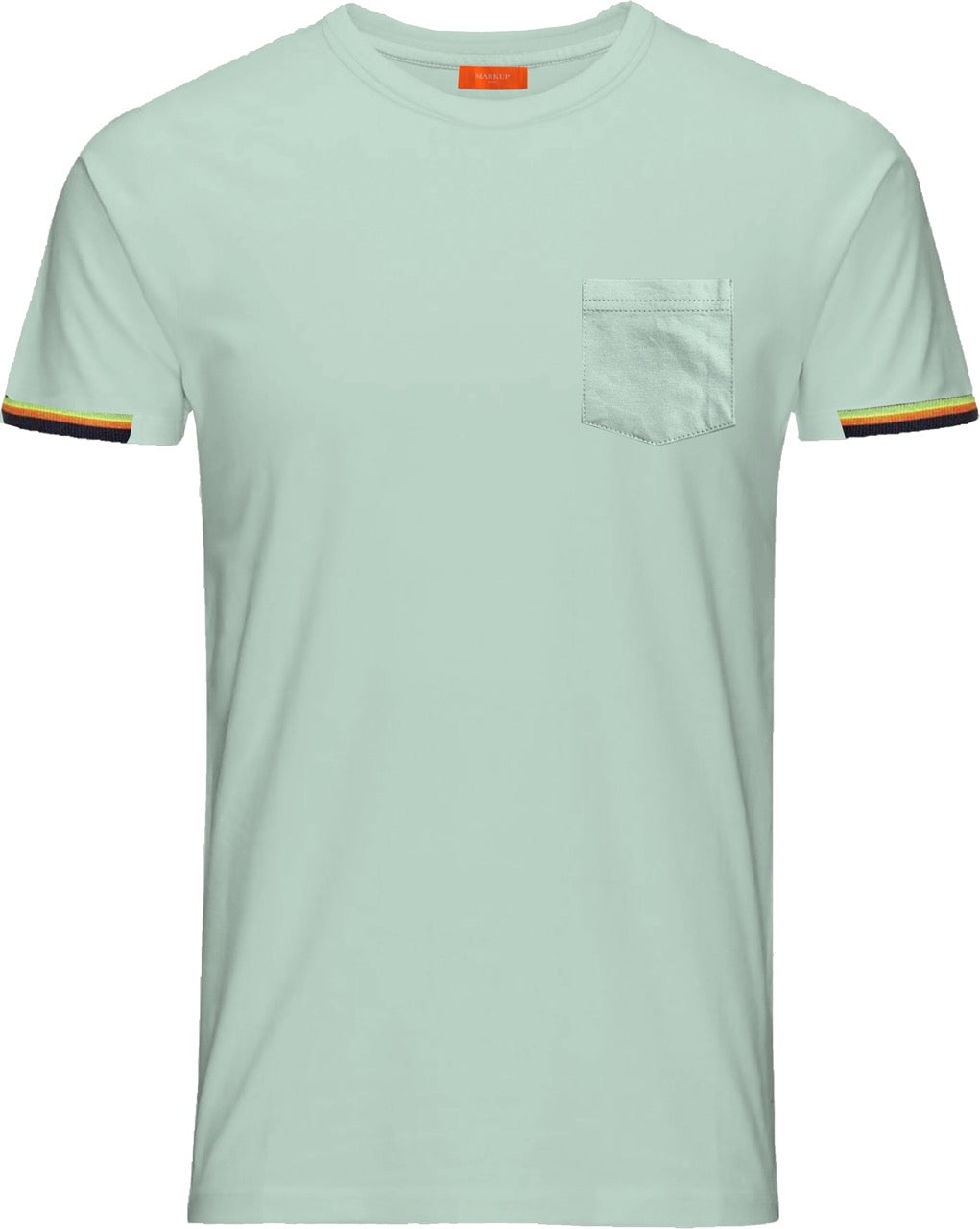 t.shirt verde menta con taschino con dettagli a contrasto 