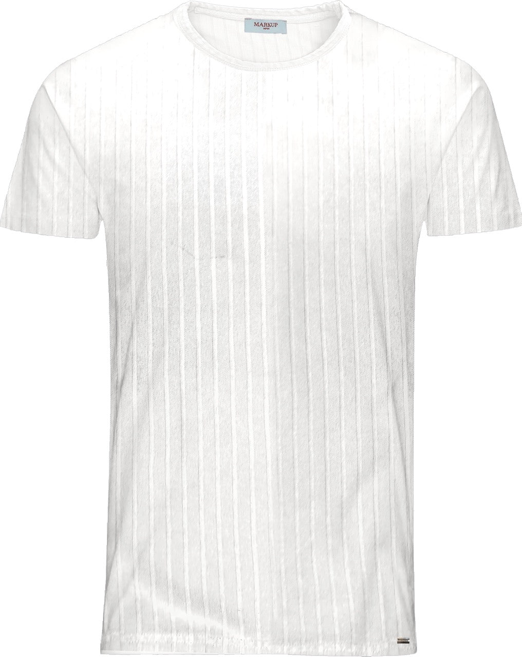 T-shirt Bianca con Lavorazione a Coste Verticali 