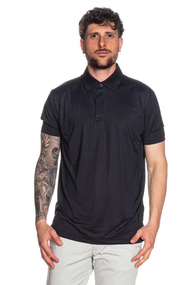 Polo "No Iron" blu con Tessuto Antipiega e Colletto Classico 