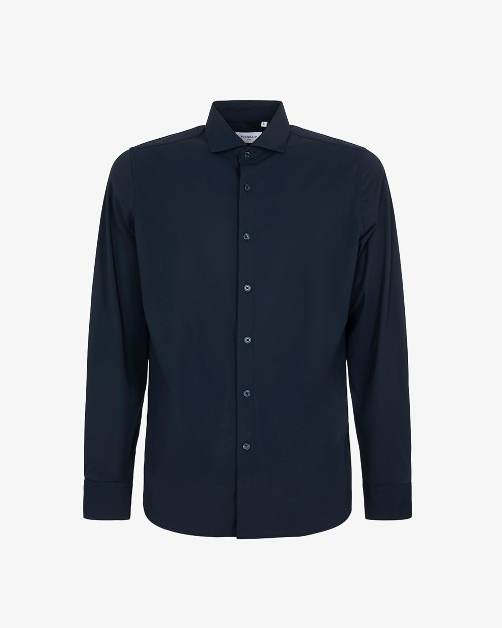 Camicia blu in Nylon a Maniche Lunghe con Collo Italiano 