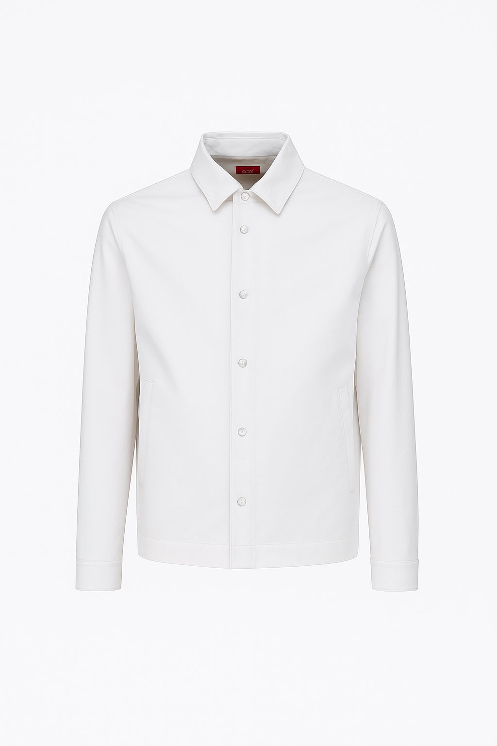Overshirt in softsheel bianco gesso con colletto classico 