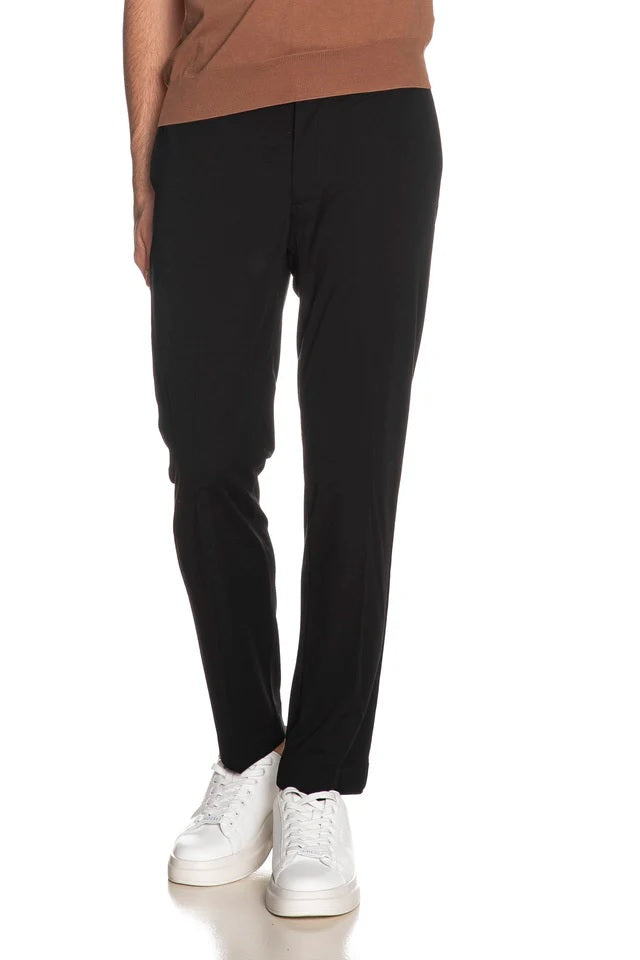 Pantalone Chino nero in Punto Milano con Coulisse ed Elastico in Vita 