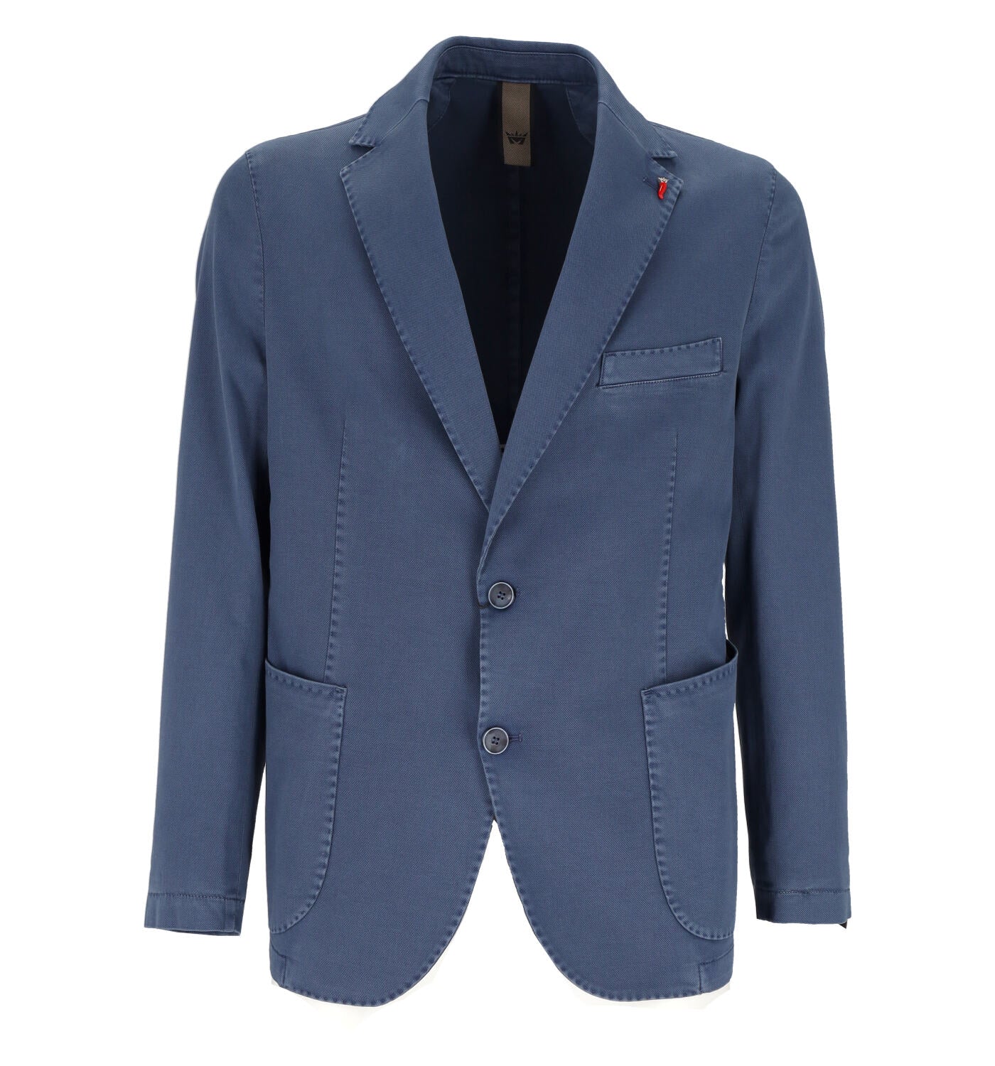 Giacca "Panarea" color Indaco in Cotone con Revers e Tasche 