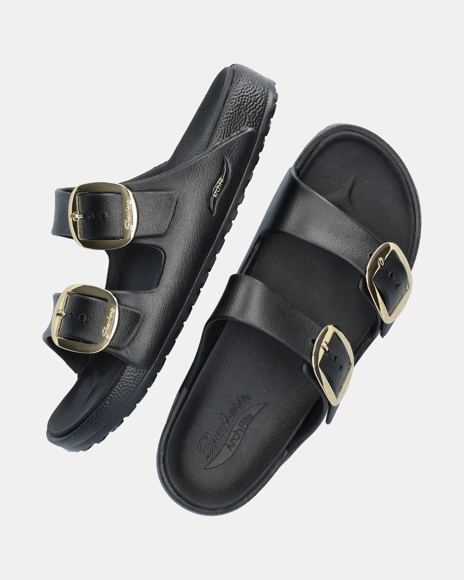Sandalo Donna Skechers Arch Fit® Nero con Fibbie Dorate 