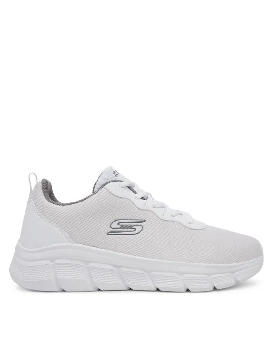 Sneaker Donna Skechers BOBS Sport Bianca con Dettagli Grigi 