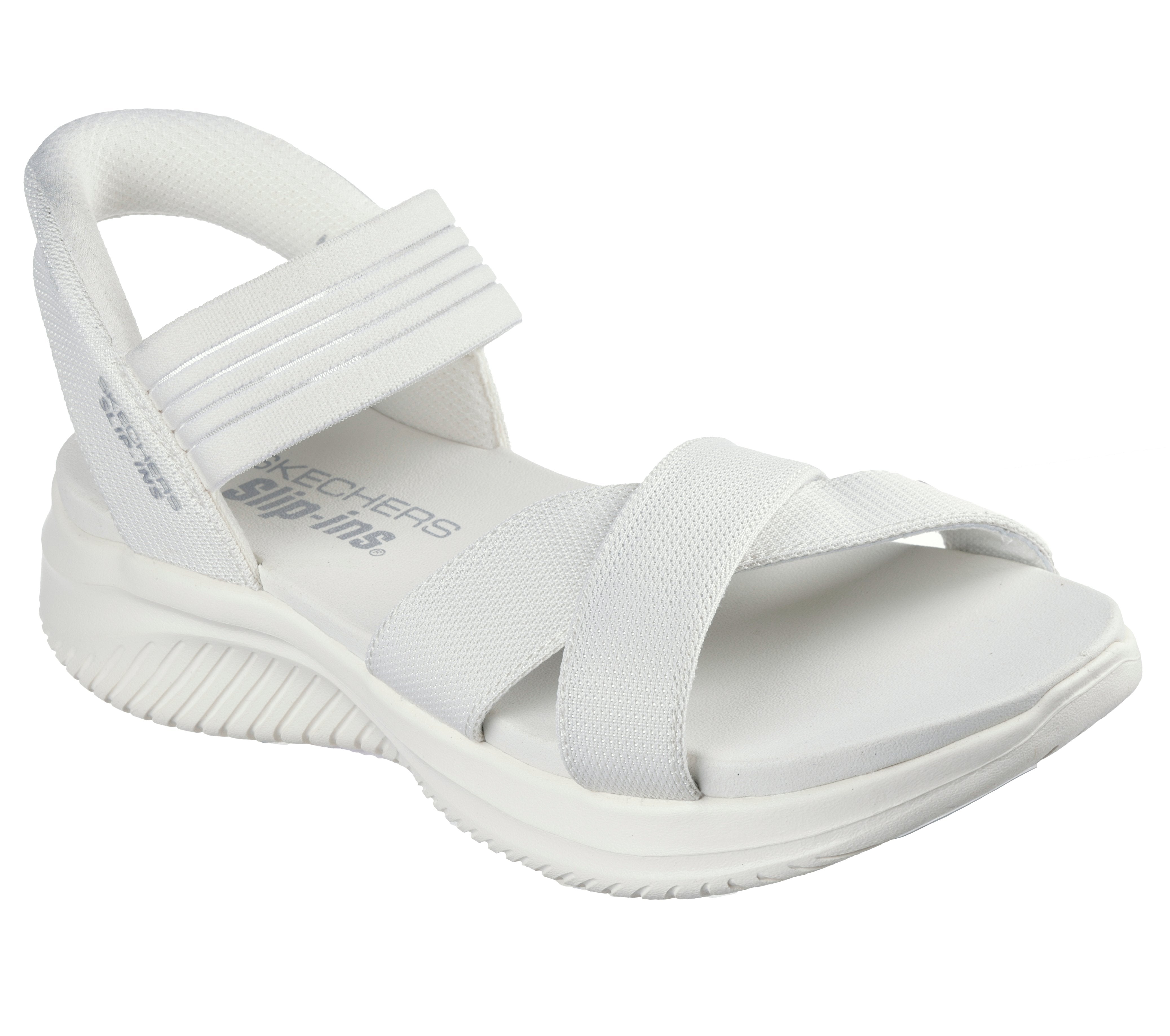 Sandalo Skechers 119975 Bianco con Fasce Elastiche Incrociate 