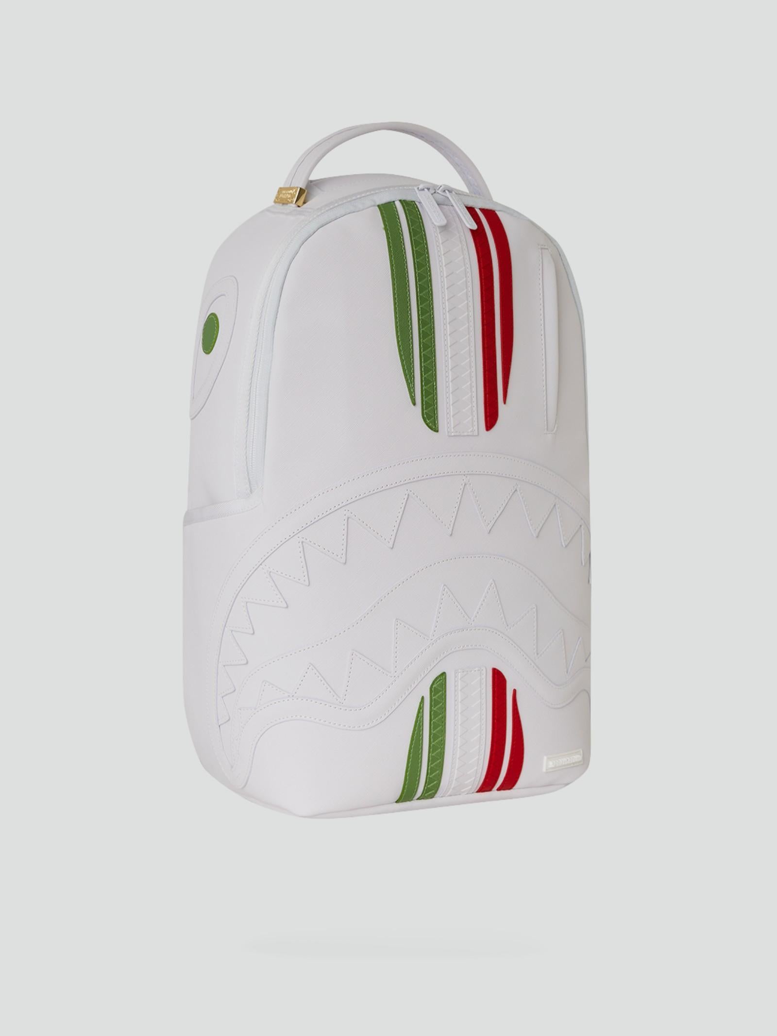 Zaino "Italy Racing Stripes" Bianco con Dettagli Tricolore in Ecopelle 