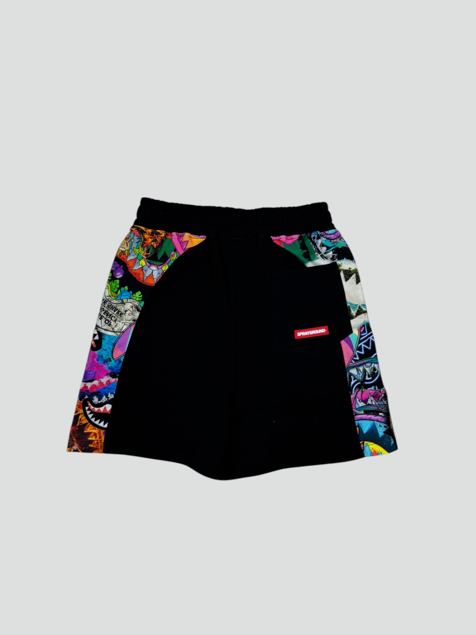 Shorts "All The Shark" Neri con Inserti Multicolor e Ricamo Logo 