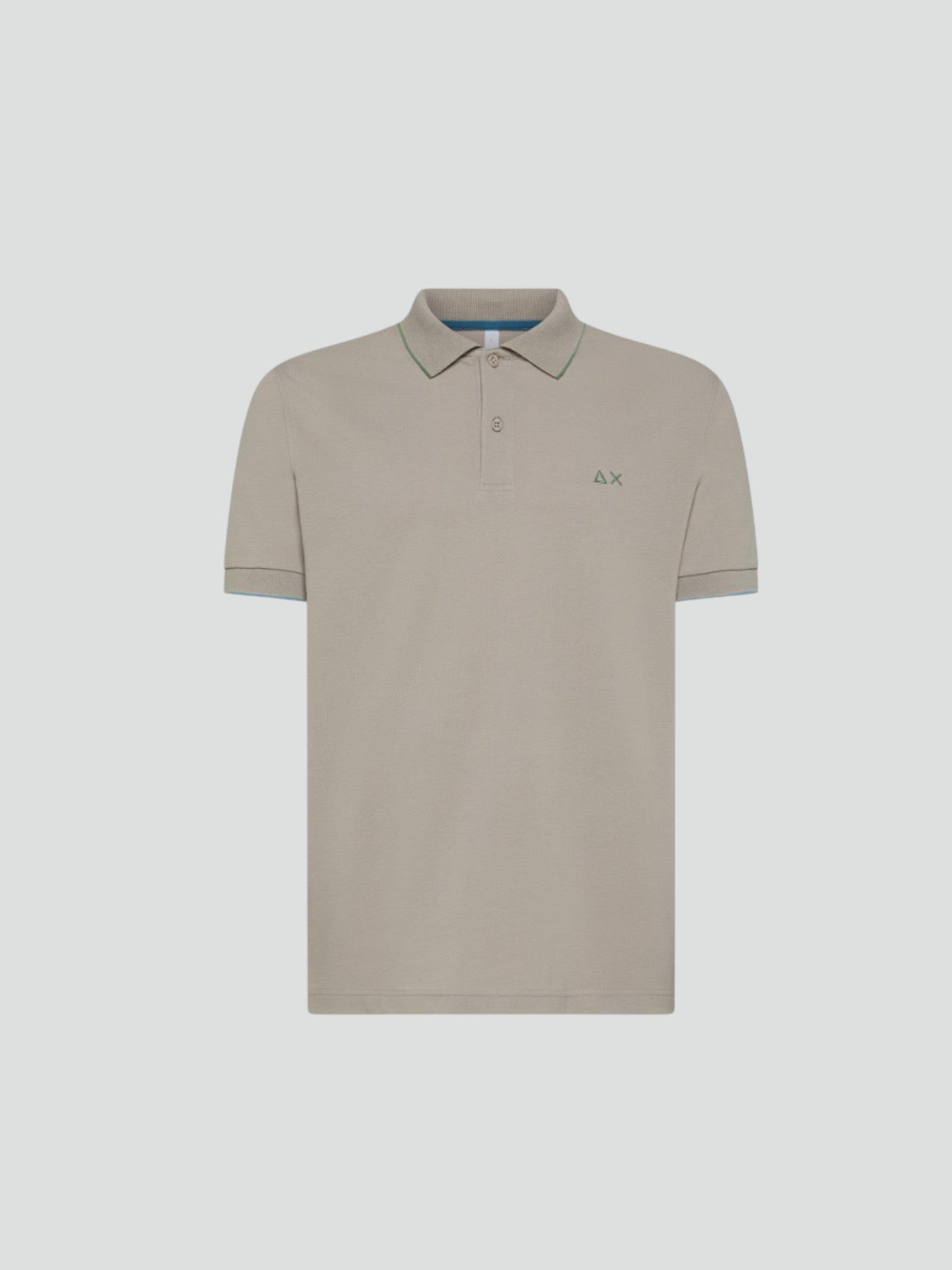 Polo grigio pietra "Small Stripes on Collar" con profili a contrasto SUN68 