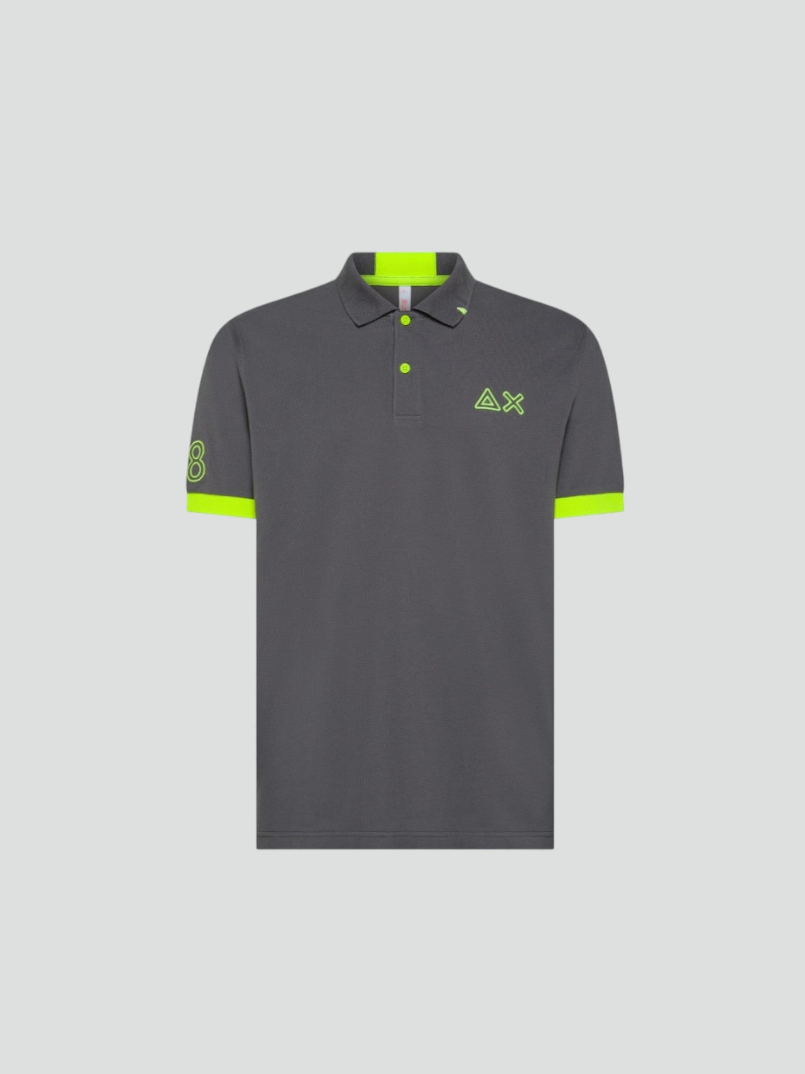Polo Uomo "Big Stripe Fluo" inchiostro con Dettagli fluo SUN68 
