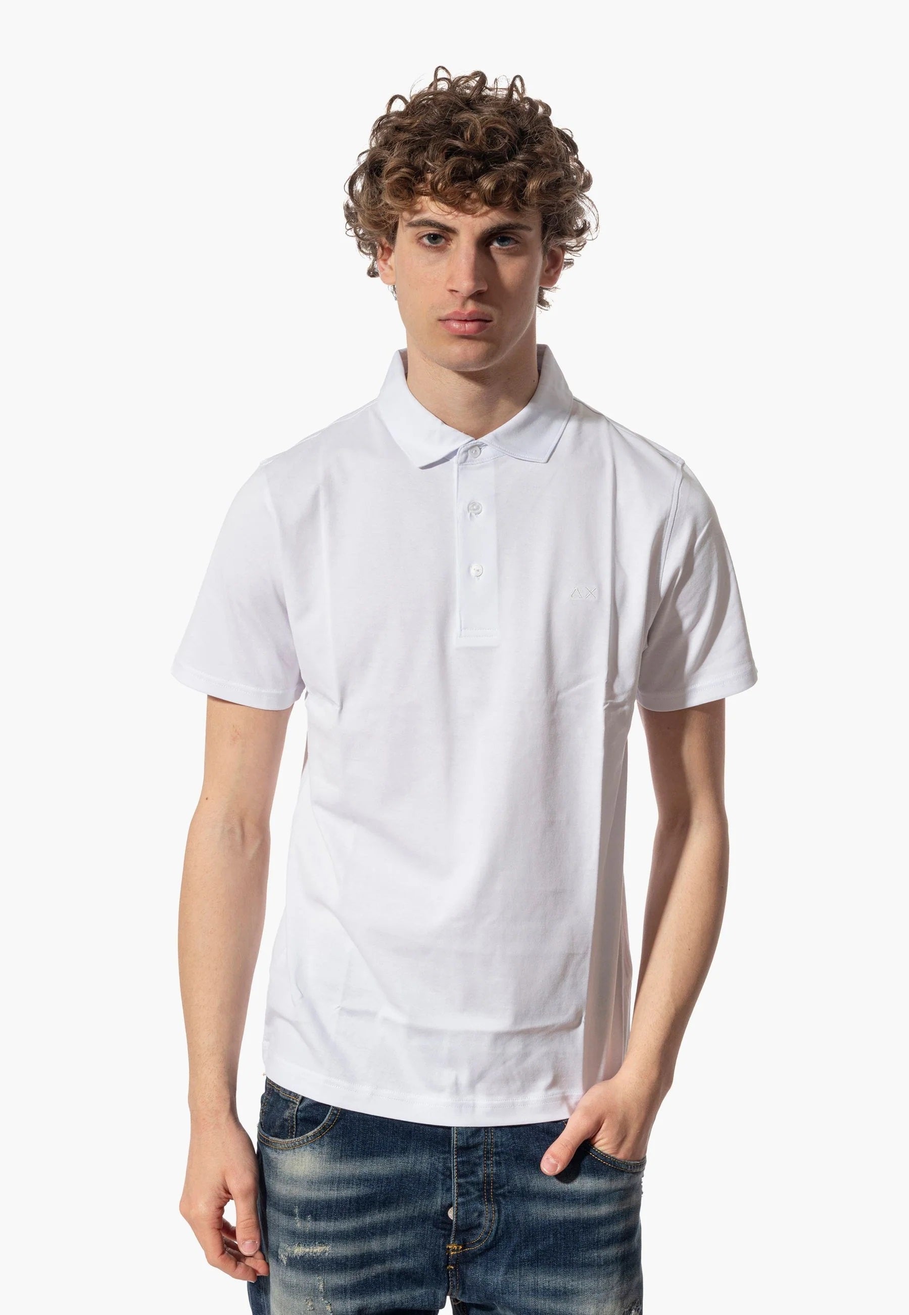 Polo Bianca "Jersey Mercerized" in Cotone Sun68 