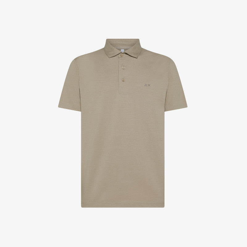 Polo pietra SUN68 in Jersey con Logo Tono su Tono 