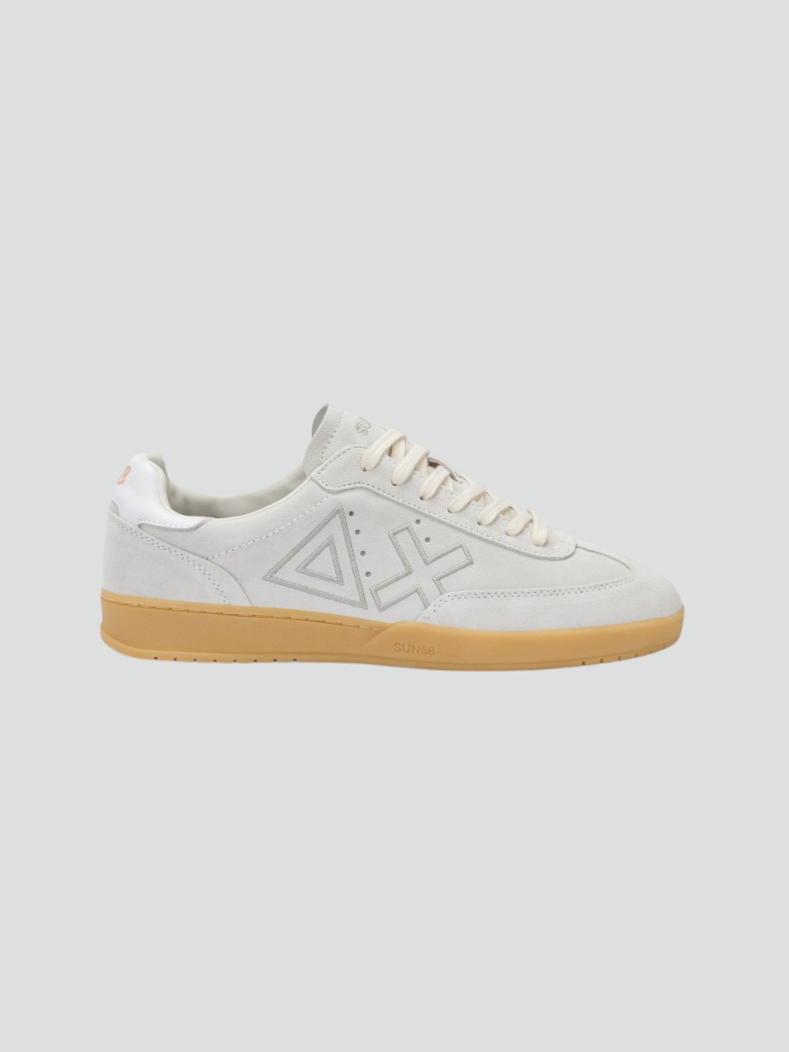 Sneakers "California" Uomo in Pelle Bianca con Suola Caramello 