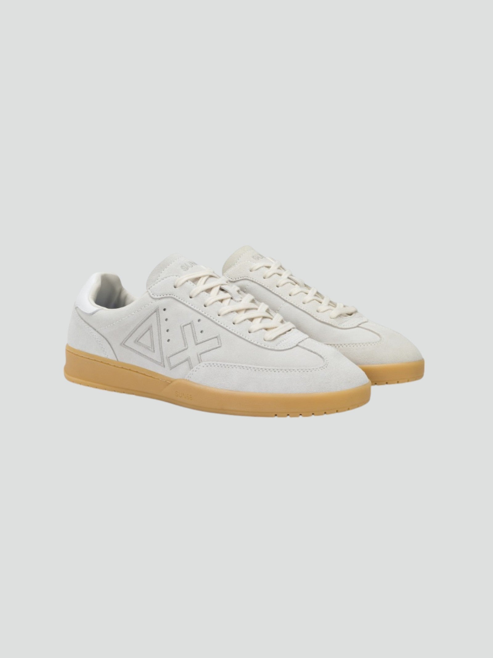 Sneakers "California" Uomo in Pelle Bianca con Suola Caramello 