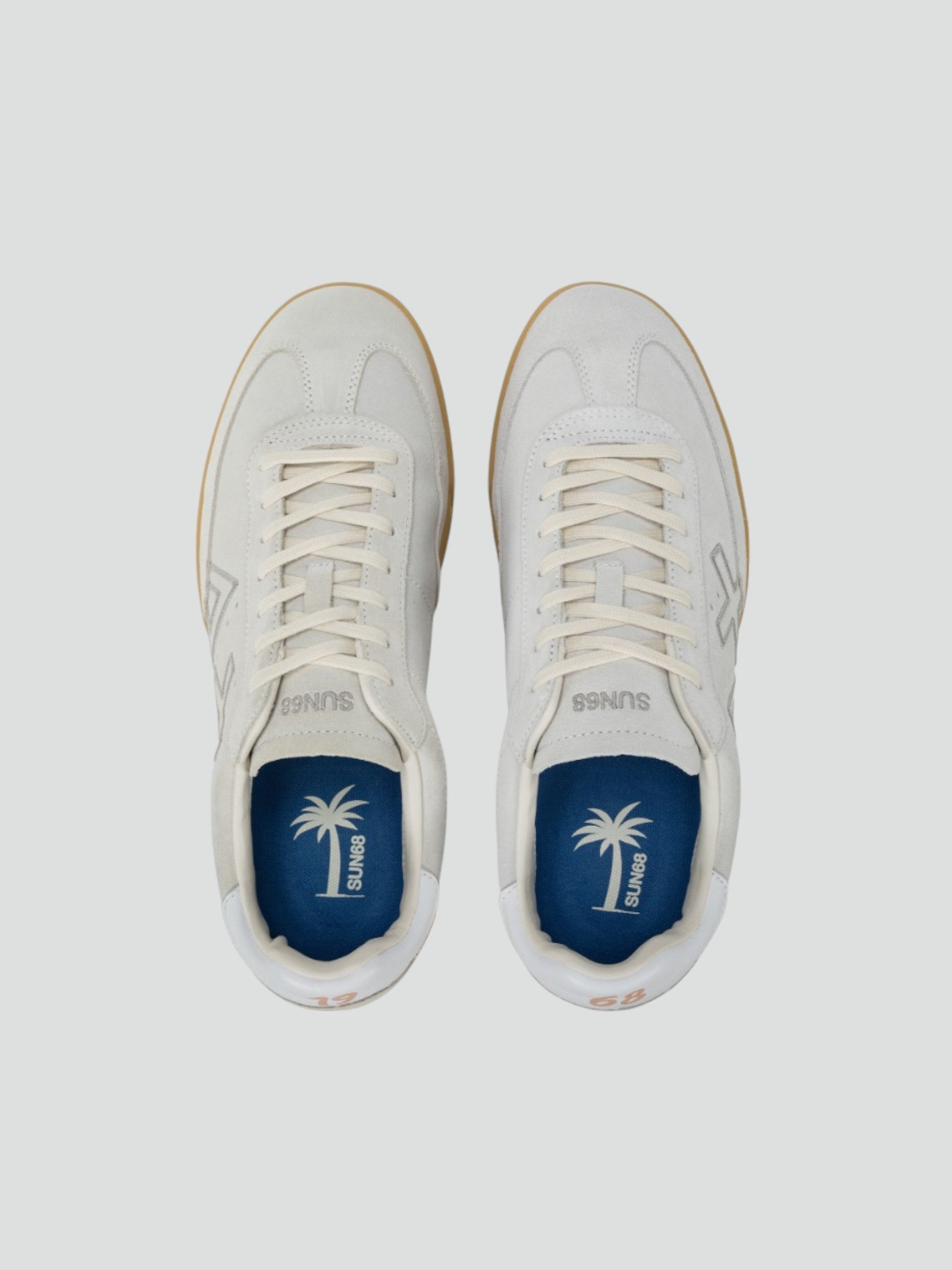 Sneakers "California" Uomo in Pelle Bianca con Suola Caramello 