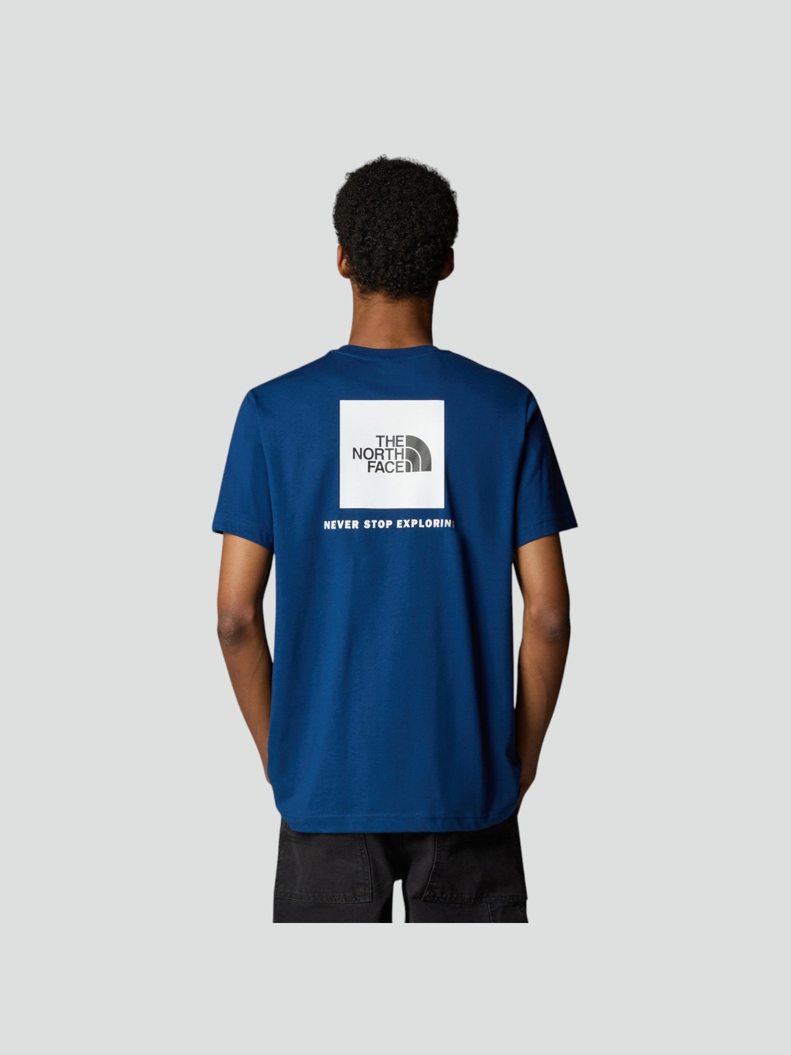 T-shirt Uomo Girocollo Blu con Logo Frontale bianco e Box Logo Retro 