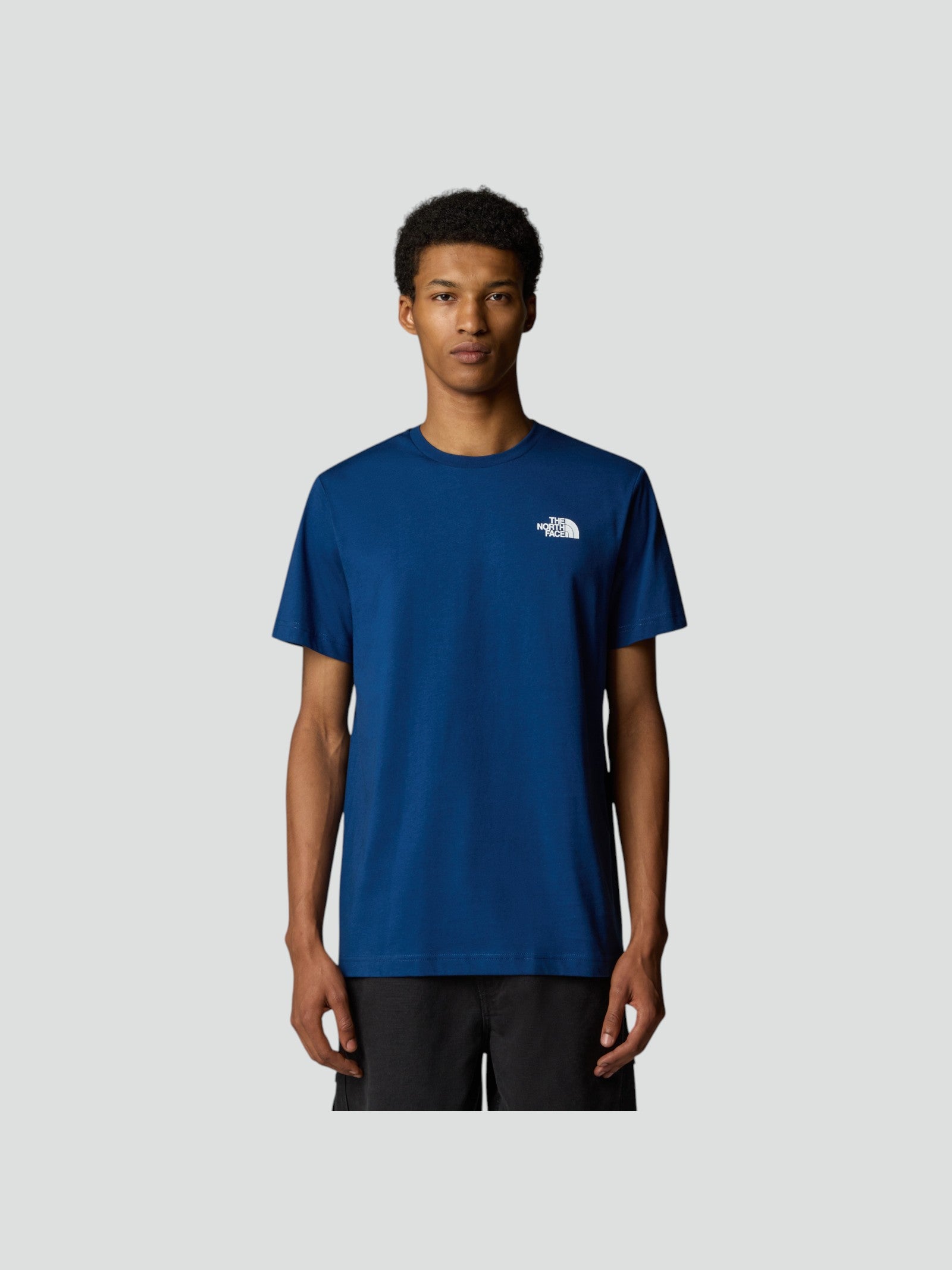 T-shirt Uomo Girocollo Blu con Logo Frontale bianco e Box Logo Retro 