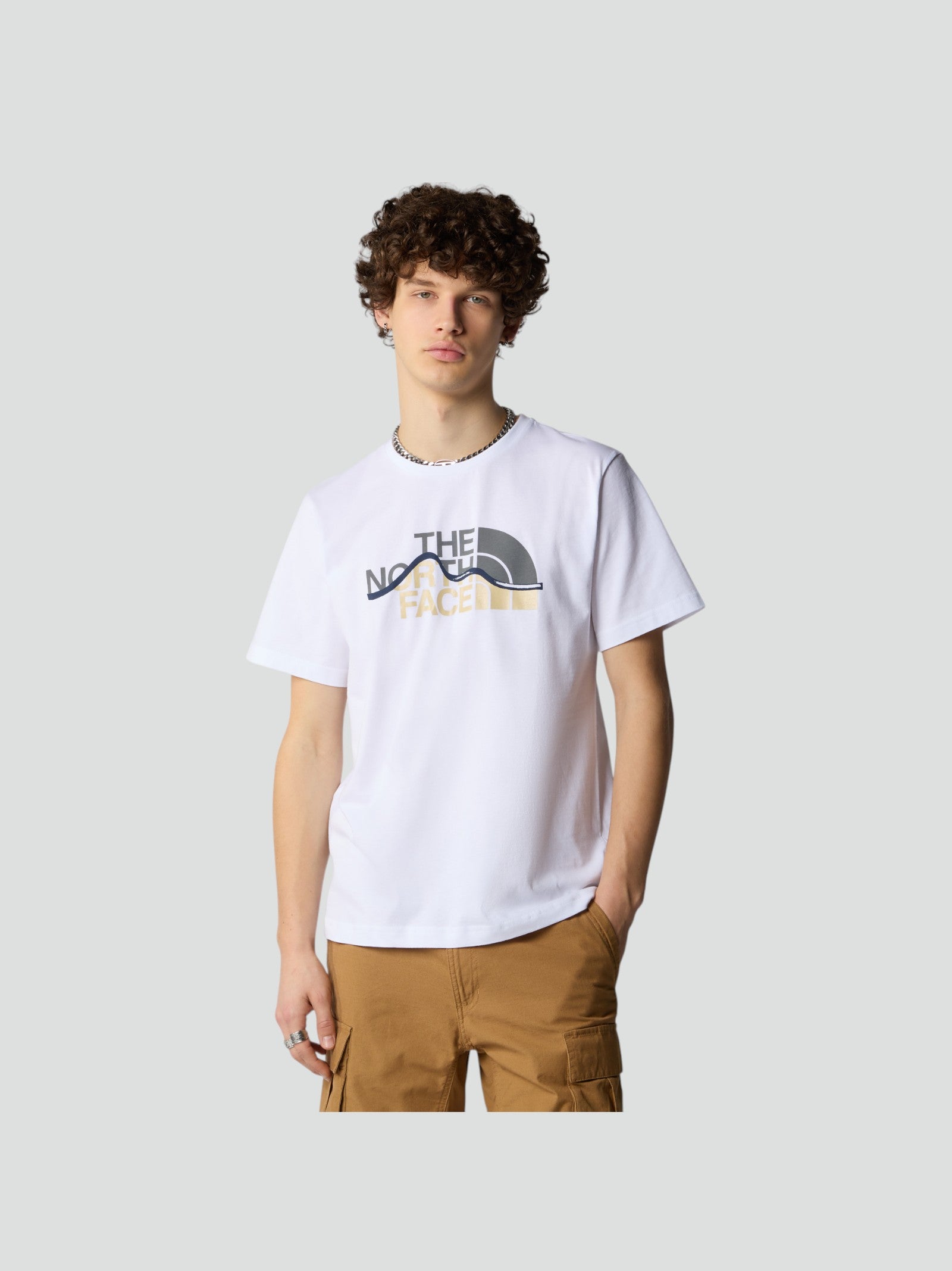T-shirt Uomo Bianca con Logo Grafico Oversize 