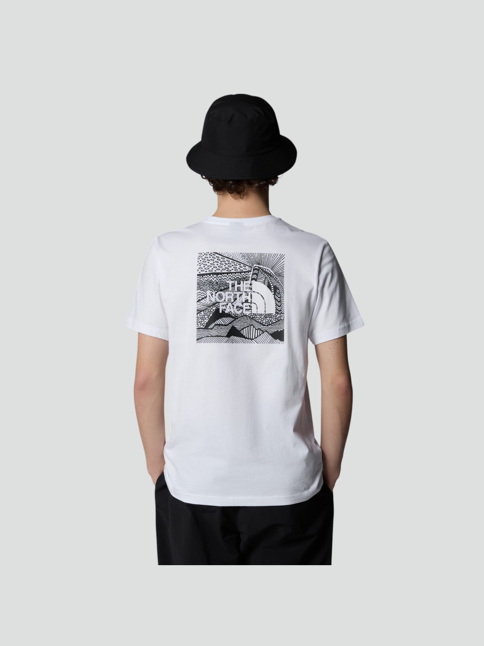 T-shirt Uomo Bianca con Grafica Montagna Retro 