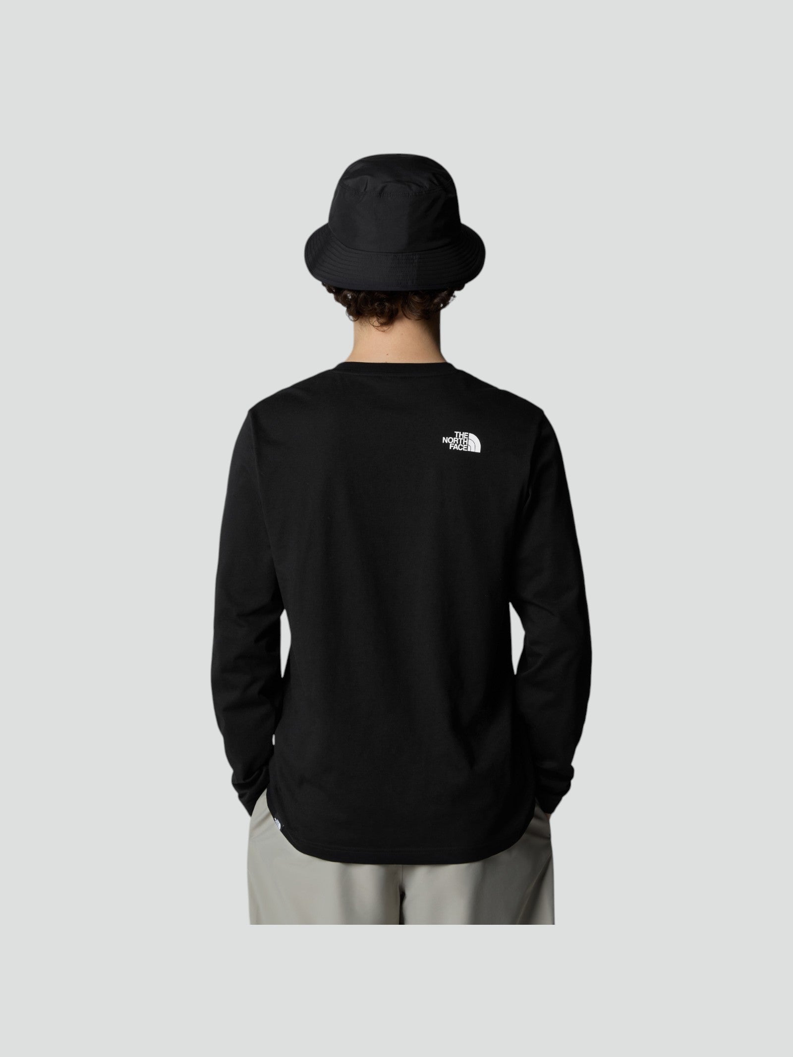 T-shirt Uomo Nera a Manica Lunga con Logo Fronte e Retro 