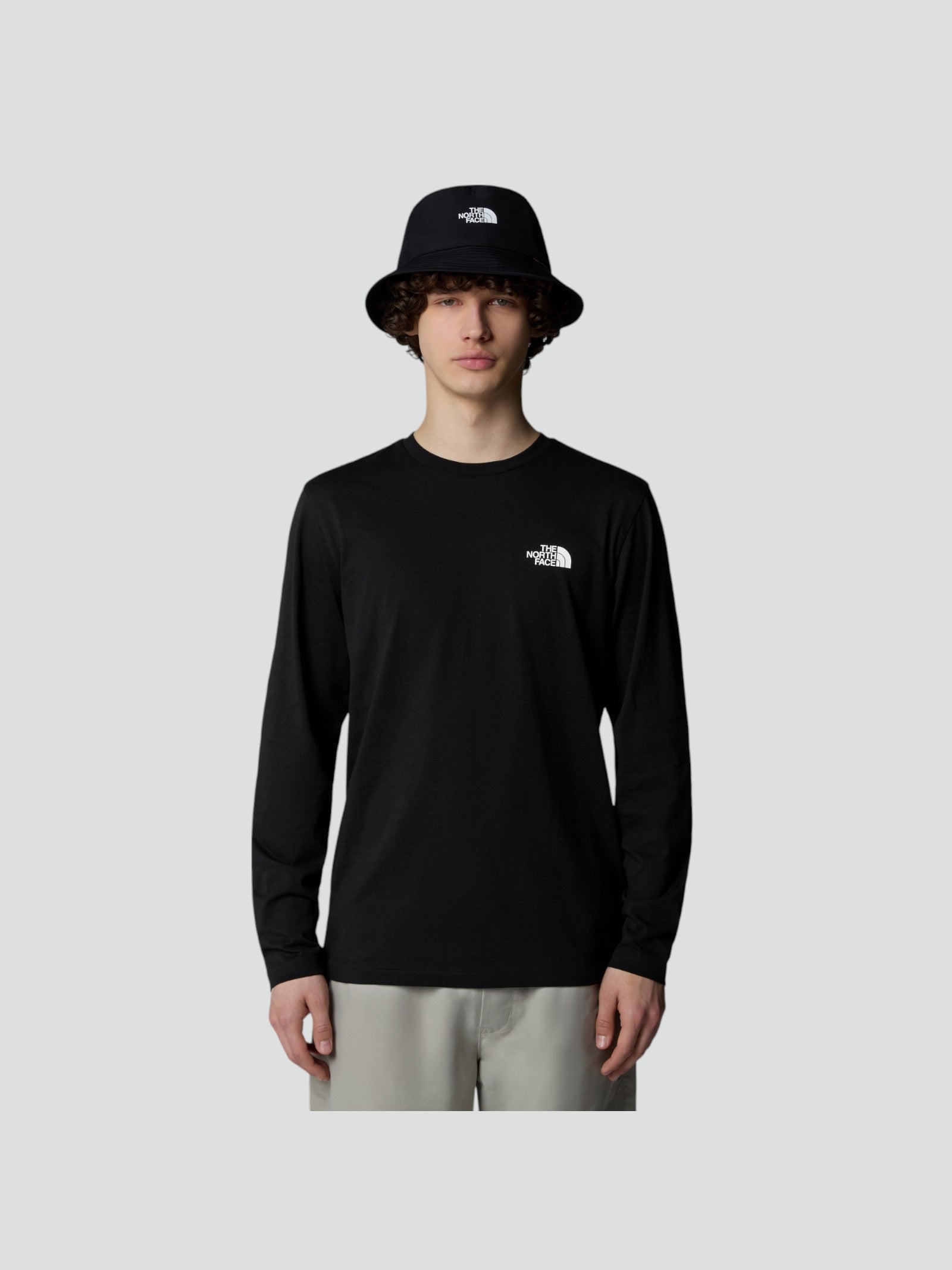 T-shirt Uomo Nera a Manica Lunga con Logo Fronte e Retro 