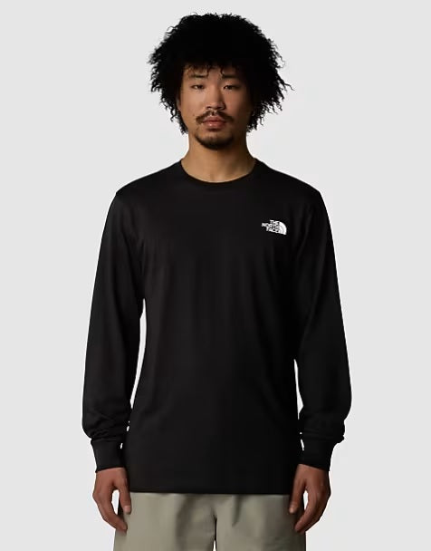 T-shirt Uomo Nera a Manica Lunga con Logo Fronte e Retro 