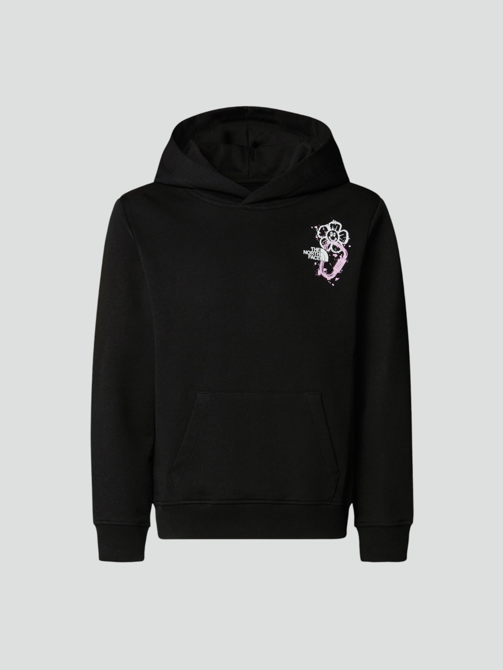 Felpa Nera con Cappuccio Bambina con Logo Stampa Grafica 