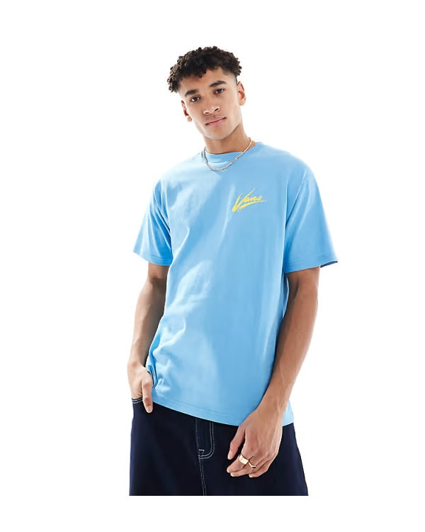 T-shirt Celeste con Logo Vans Giallo 