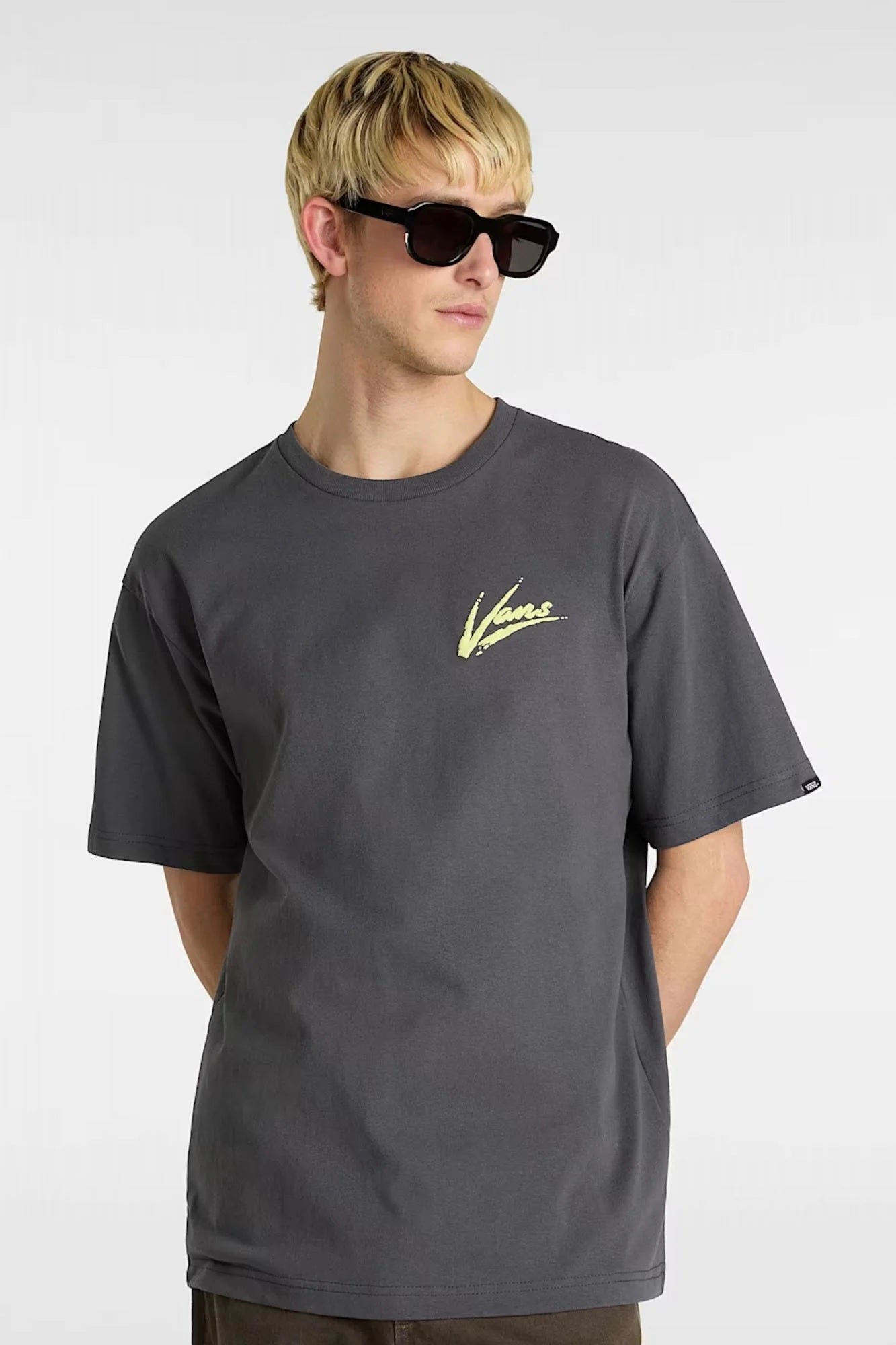 T-shirt Nera con LogoVans Giallo Fluo 