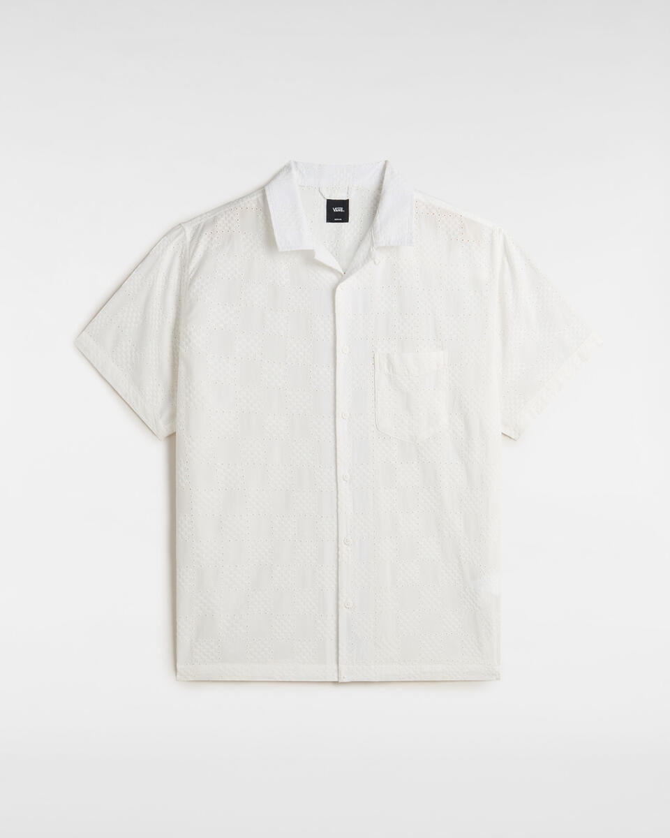 Camicia bowling Bianco Panna in Cotone Ricamato 