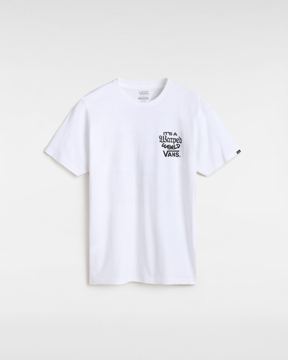 T-shirt "Warped World" Bianca con Stampa Typo Retro Off the Wall 