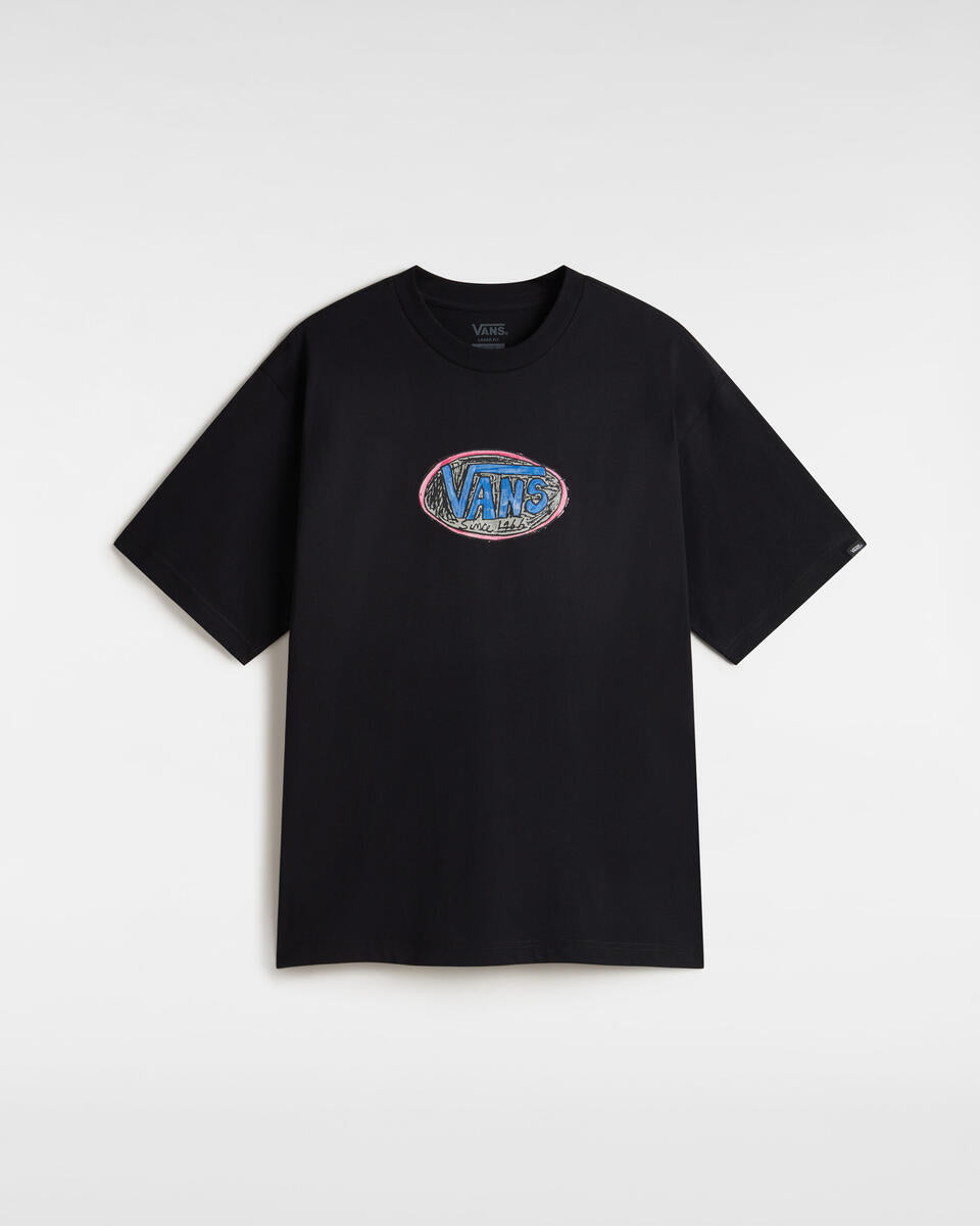 T-shirt "Chalkboard Logo" Nera con Logo Vans Colorato sul Petto 