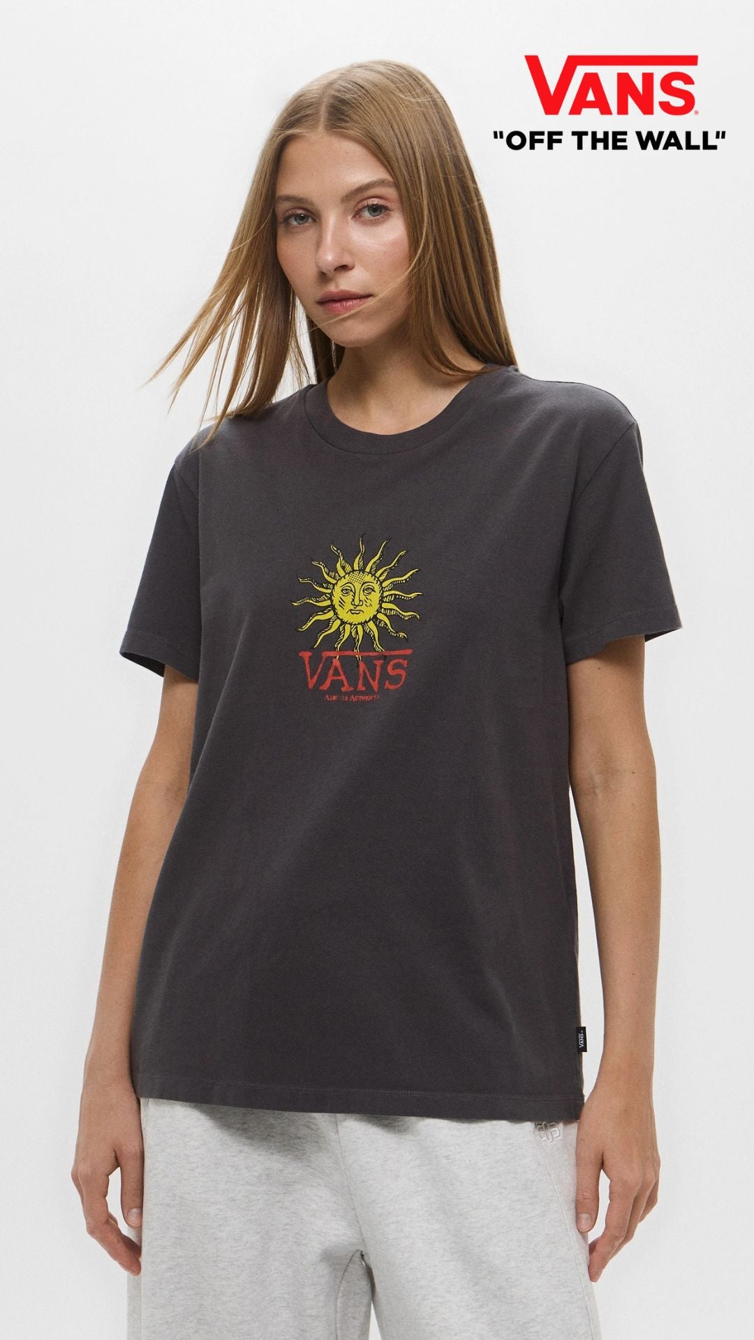 T-shirt "Astro Animation" Antracite con Grafica Sole Vintage 