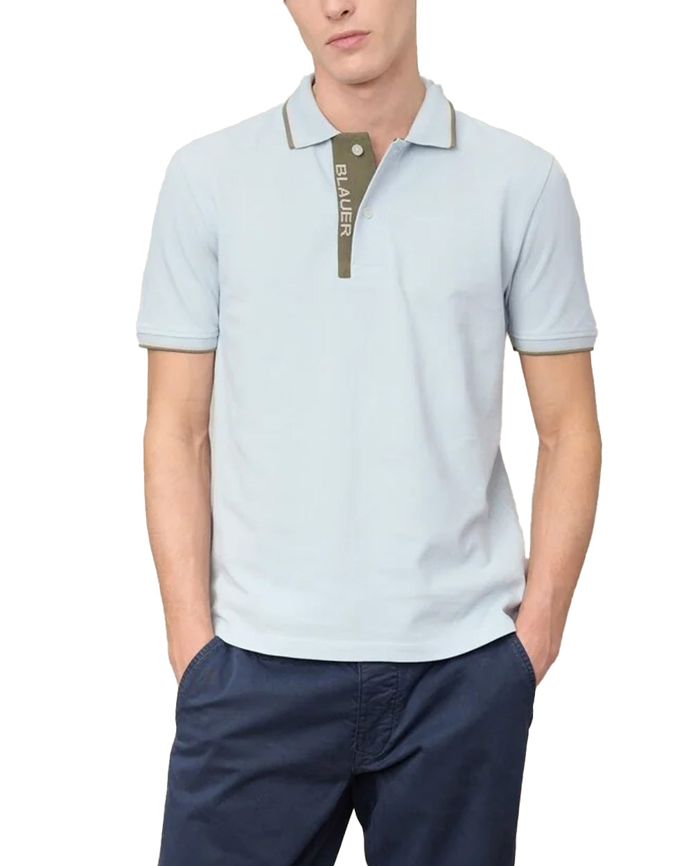 Polo BLAUER uomo BLUT02295 006801 Celeste 