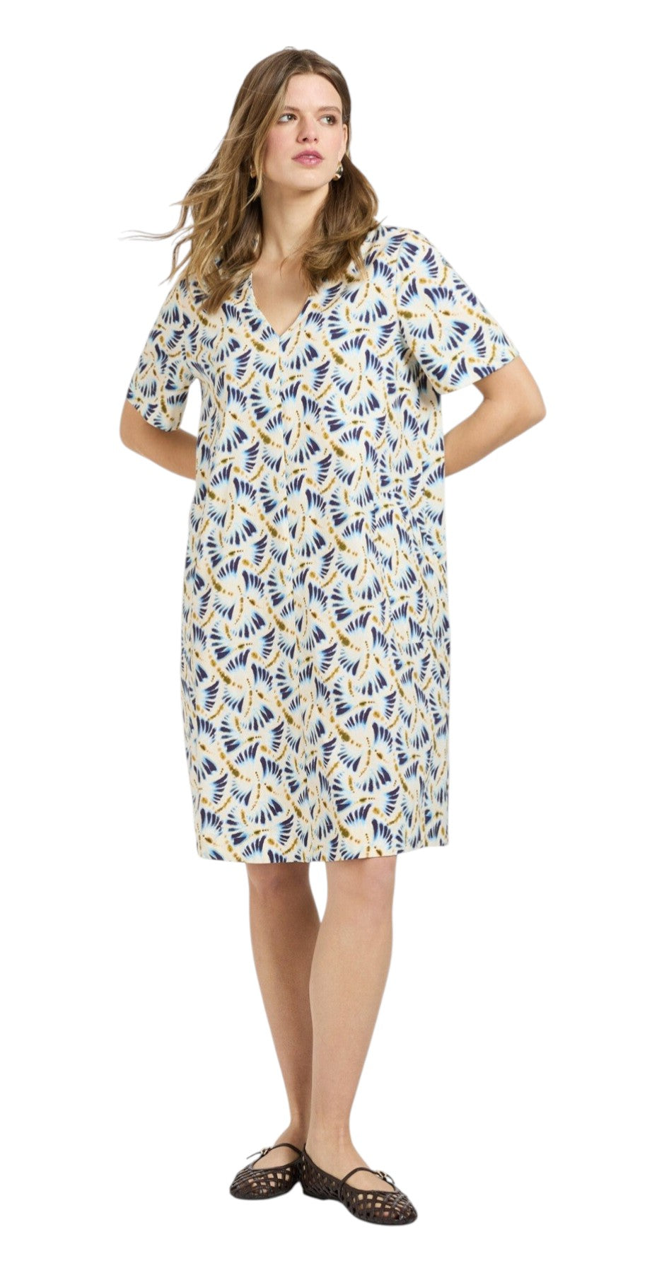 Abito Elena Mirò donna 7016P000329N 041 Performance Multicolor Ecru Blu<BR/> 