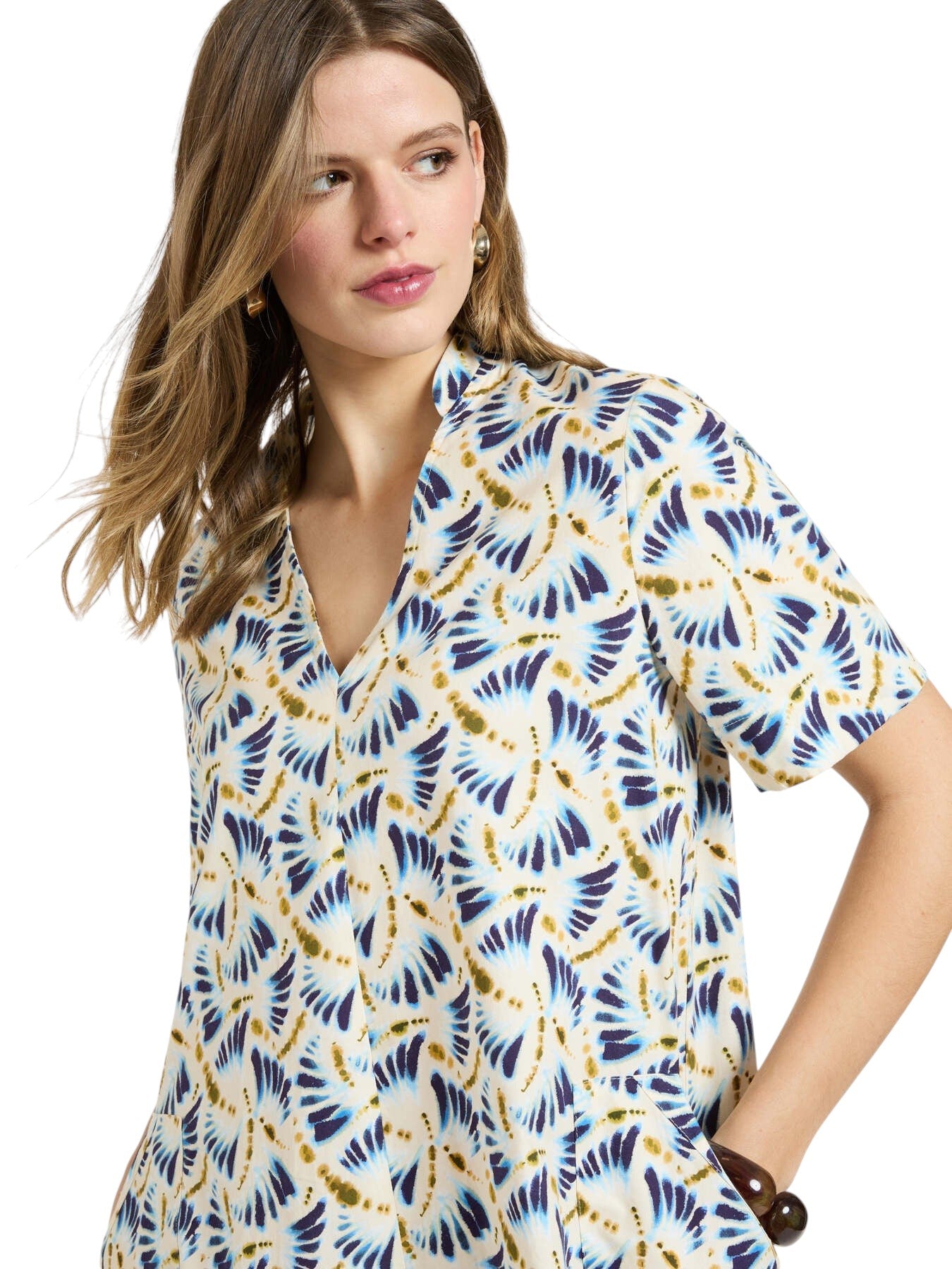 Abito Elena Mirò donna 7016P000329N 041 Performance Multicolor Ecru Blu<BR/> 