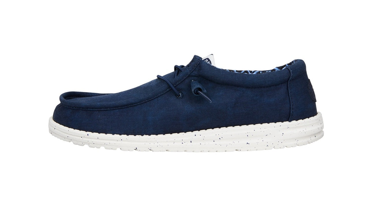 Mocassini Hey Dude uomo 40700 410 Wally Stretch Canvas Blu Navy<BR/> 