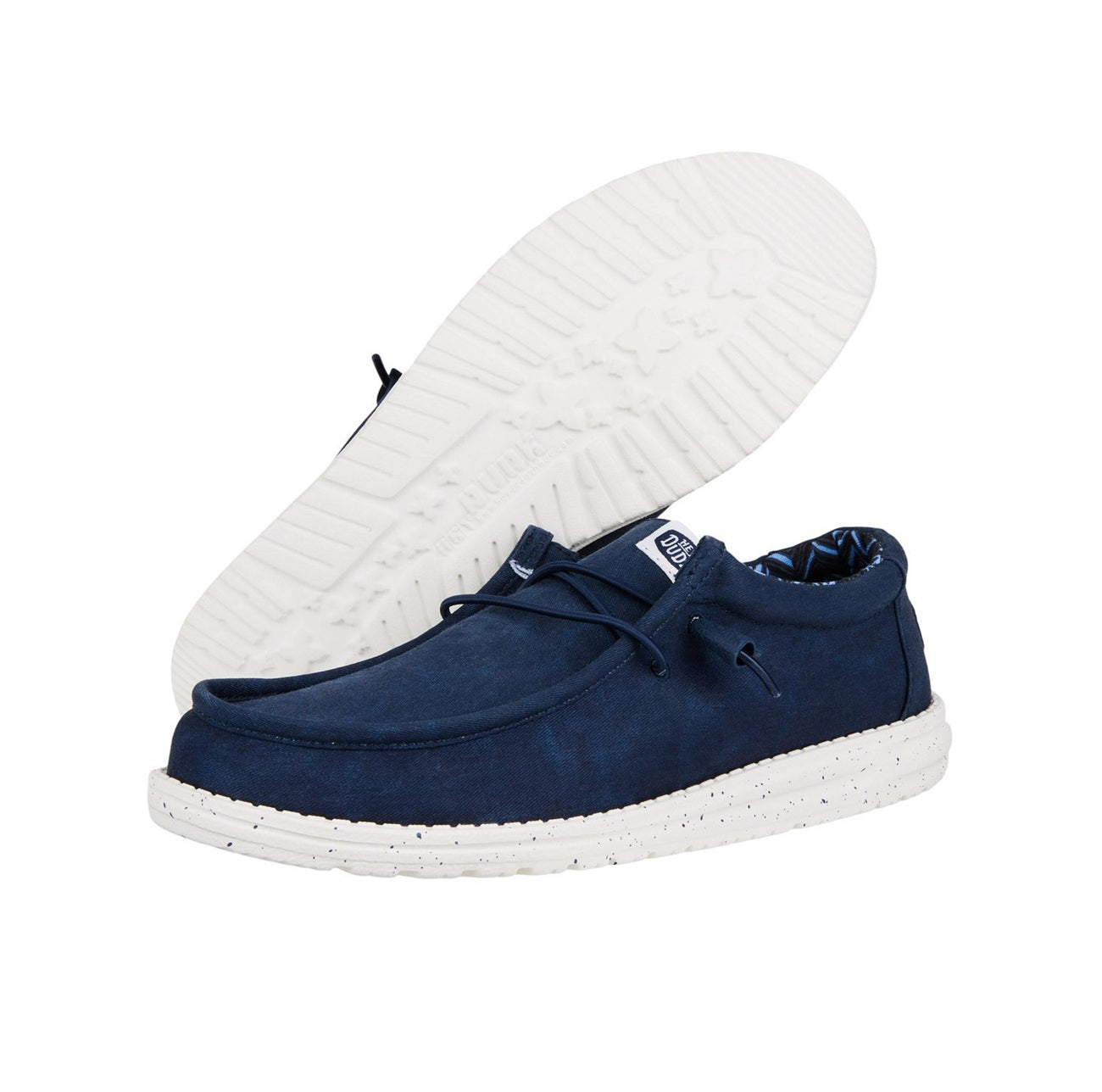 Mocassini Hey Dude uomo 40700 410 Wally Stretch Canvas Blu Navy<BR/> 