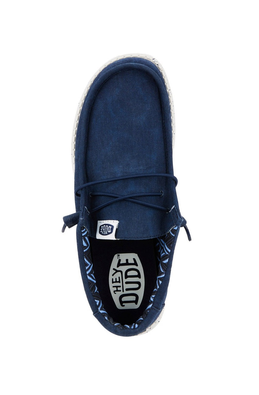 Mocassini Hey Dude uomo 40700 410 Wally Stretch Canvas Blu Navy<BR/> 
