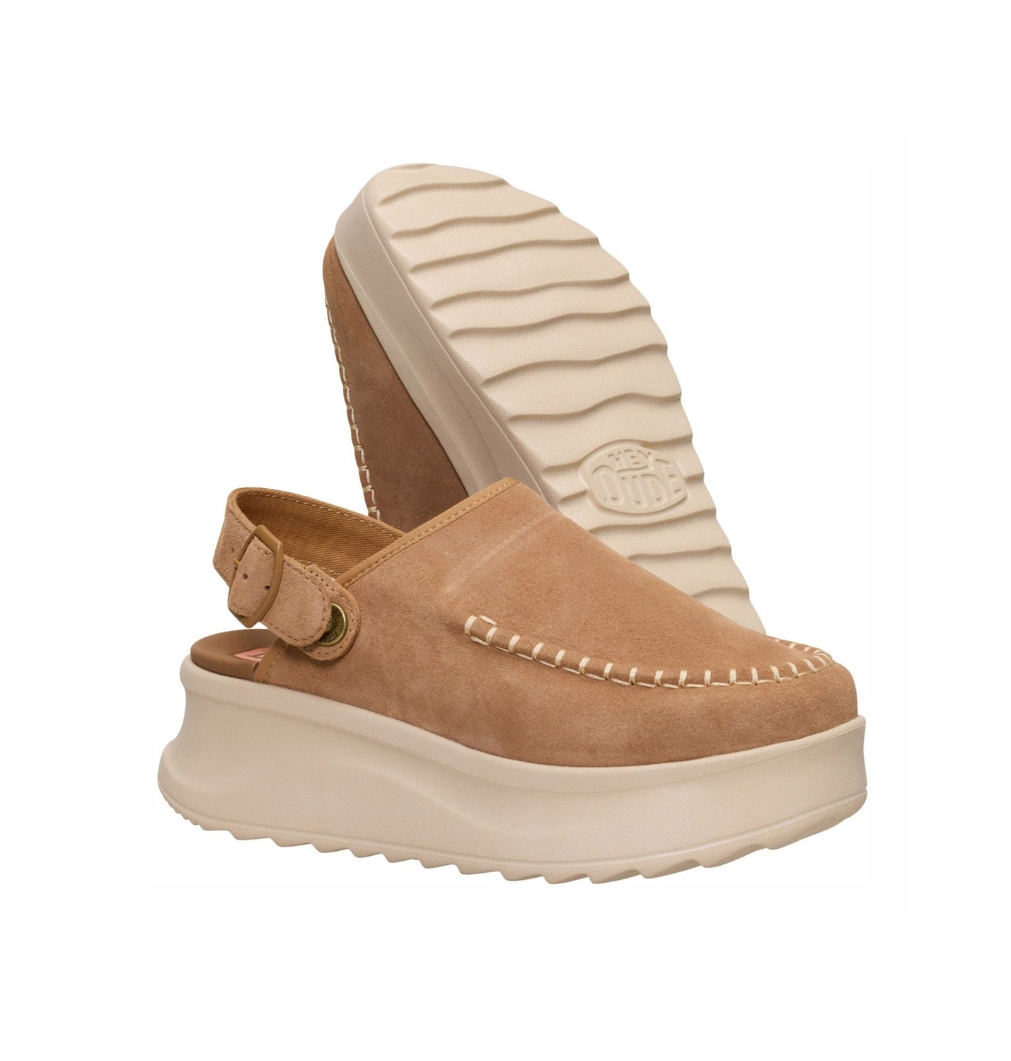 Sandali Hey Dude donna 40003 256 Delray Clog Suede Tan Marrone chiaro<BR/> 