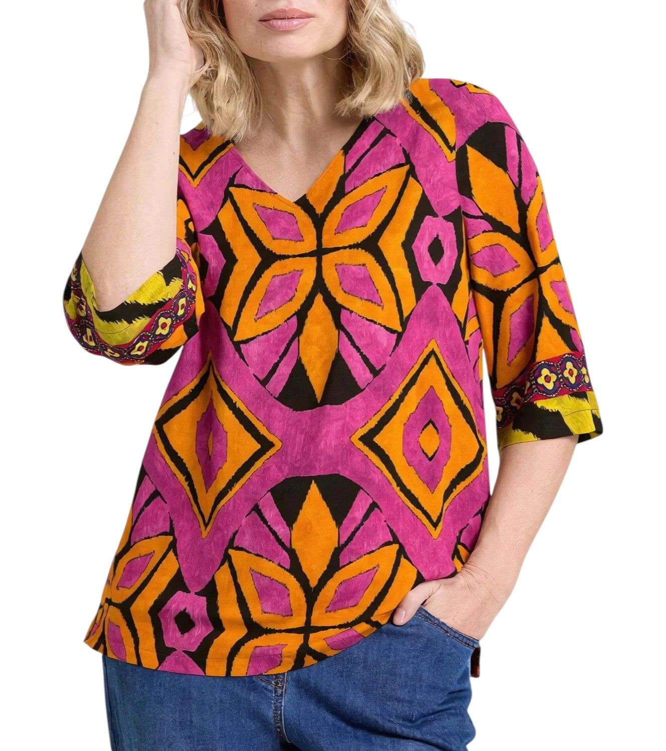 Blusa Luisa Viola donna 2005F001879N 001 Mara Venier Arancio Fucsia<BR/> 