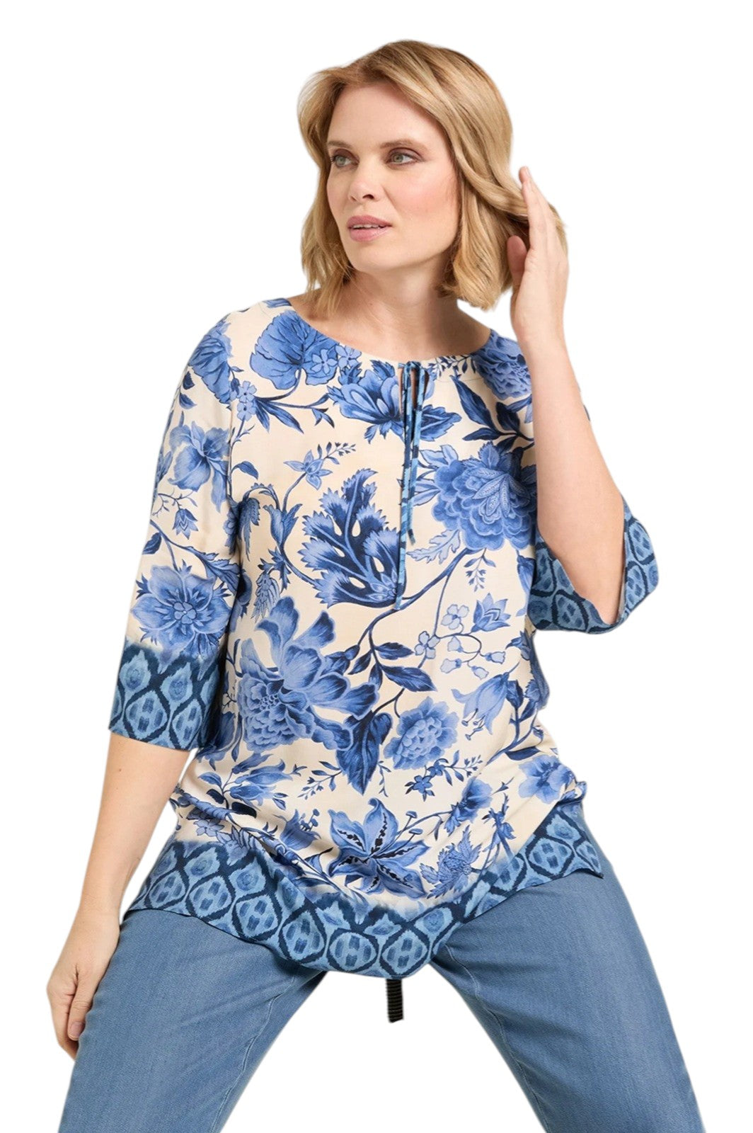 Caftano Luisa Viola donna 2022F001898N 001 Mara Venier Fantasia Blu Azzurro<BR/> 