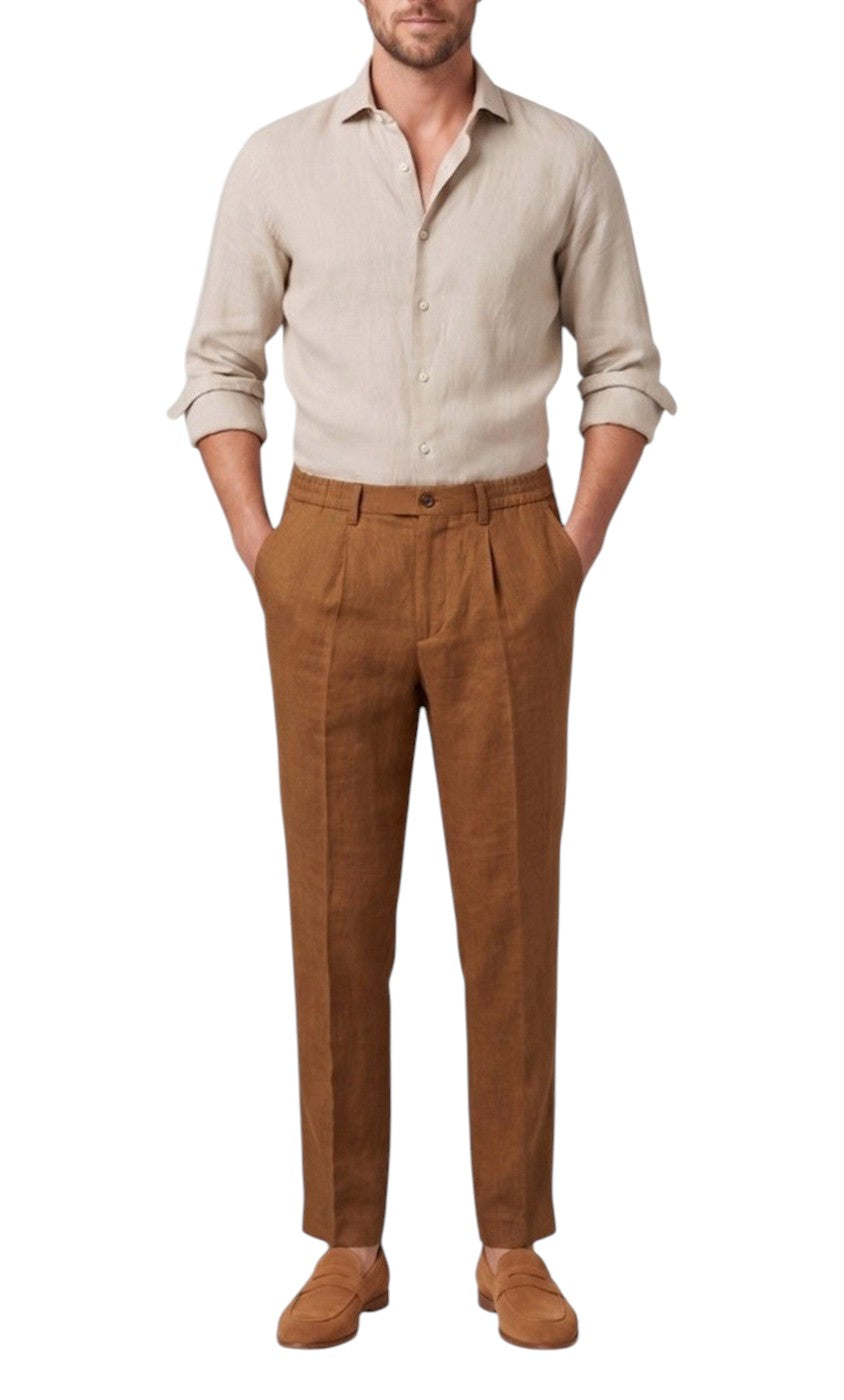 Pantalaccio Markup uomo MK15109 Carter Linen Tabacco<BR/> 