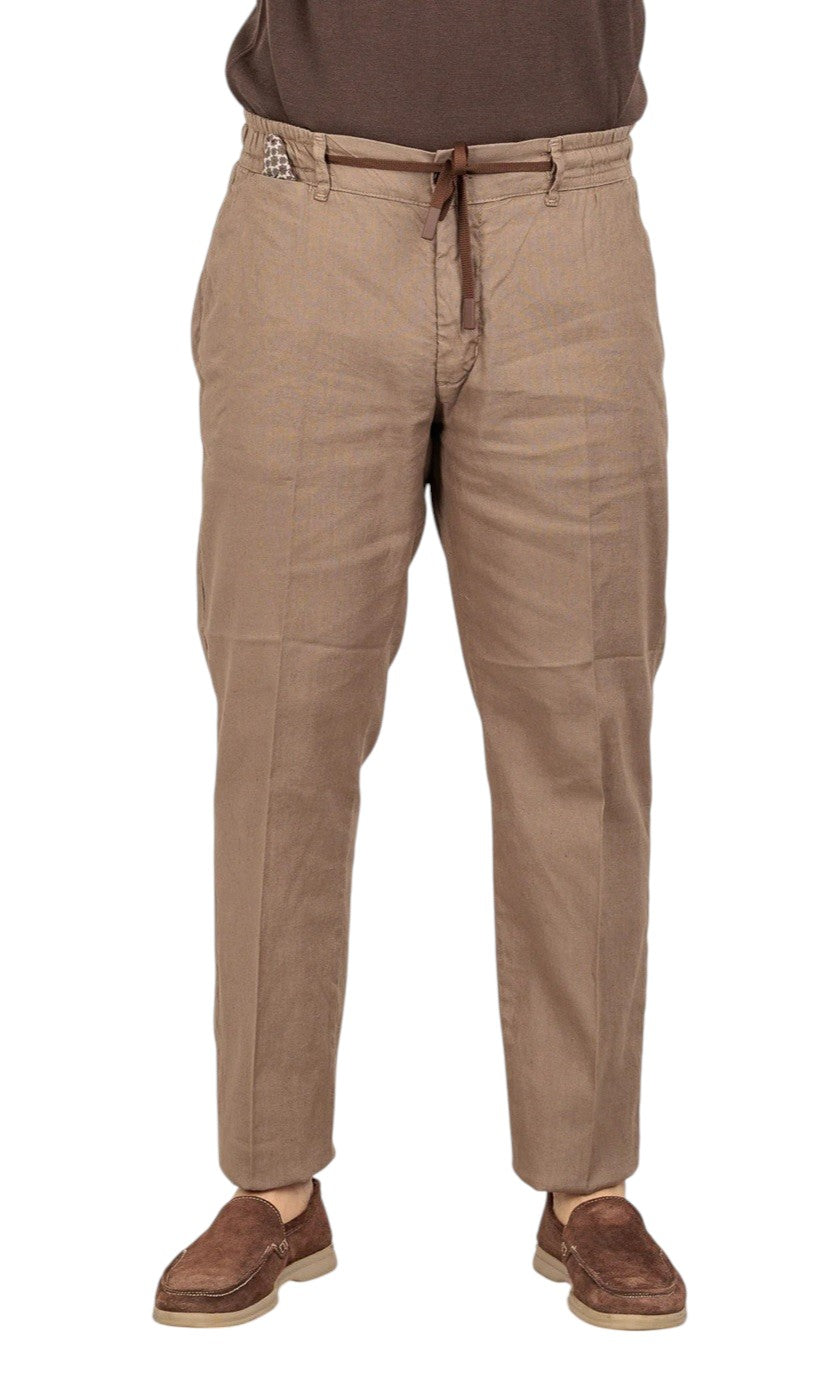 Pantalaccio Moro uomo ME2631 sartoriale con pinces lino e cotone Safari<BR/> 