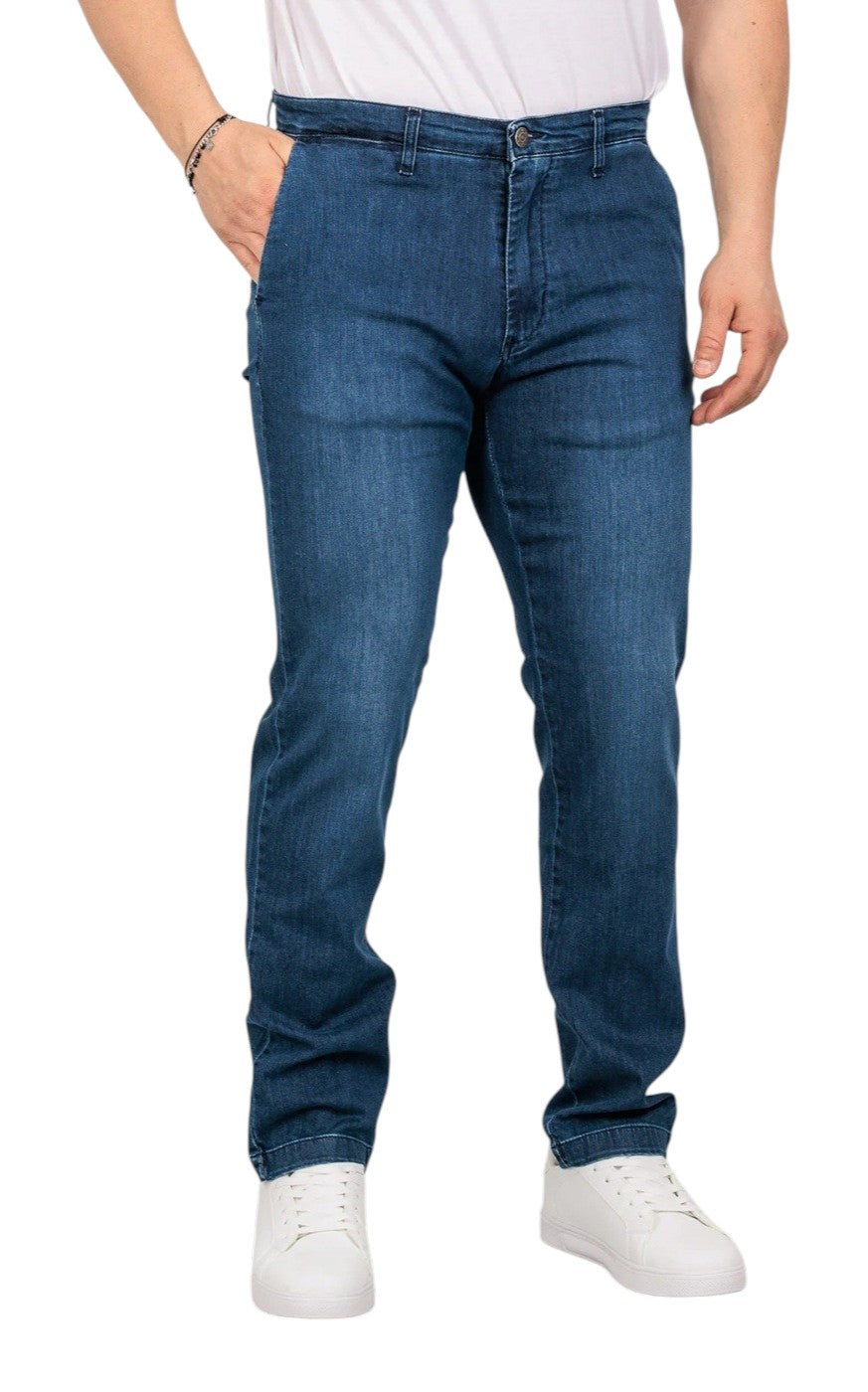 Jeans Moro uomo MEJ2663 tasca america chinos stretch Denim scuro 
