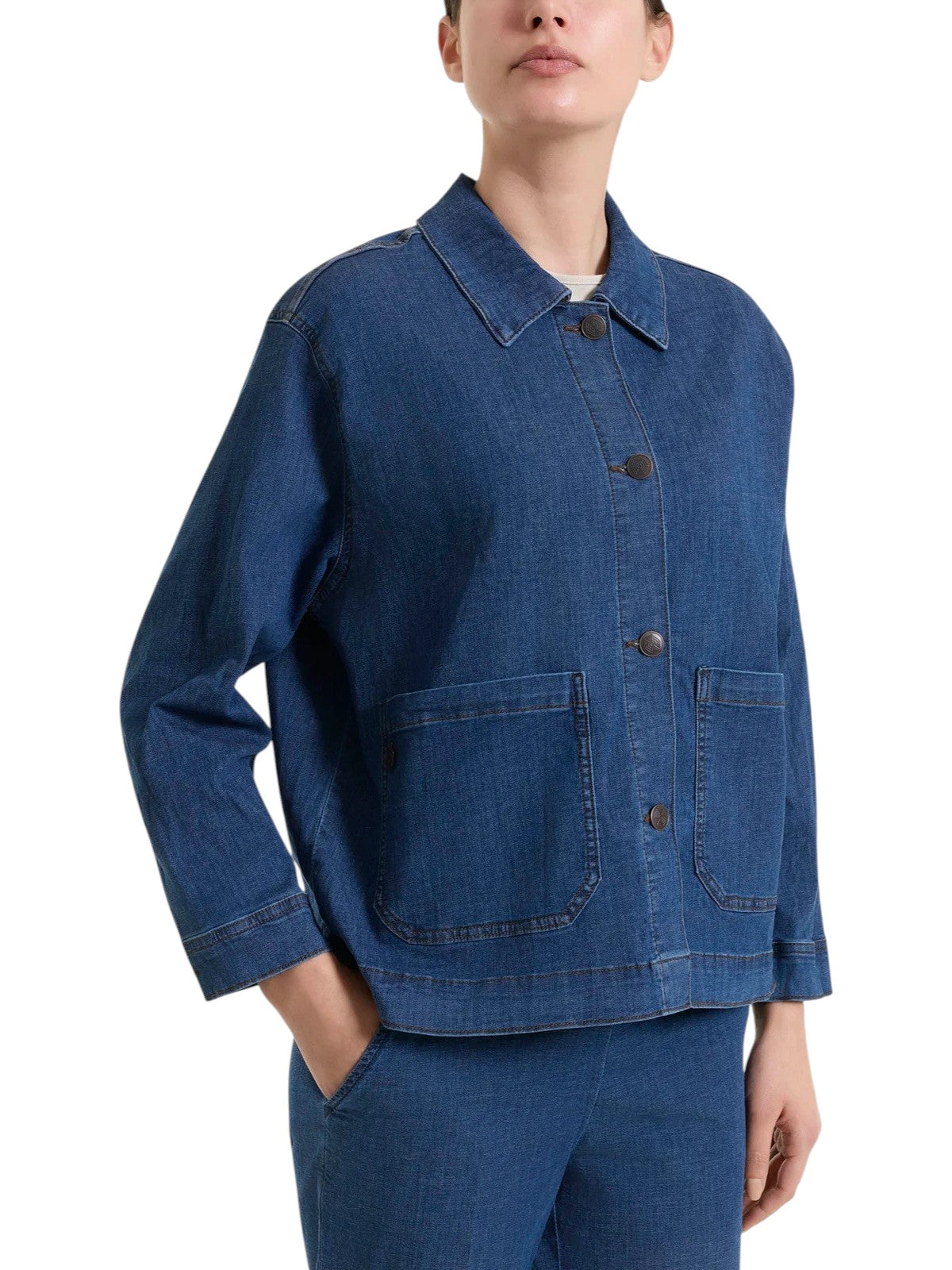 Giubbino Ragno donna DN18GB 007 Jeans Light Denim Blu 