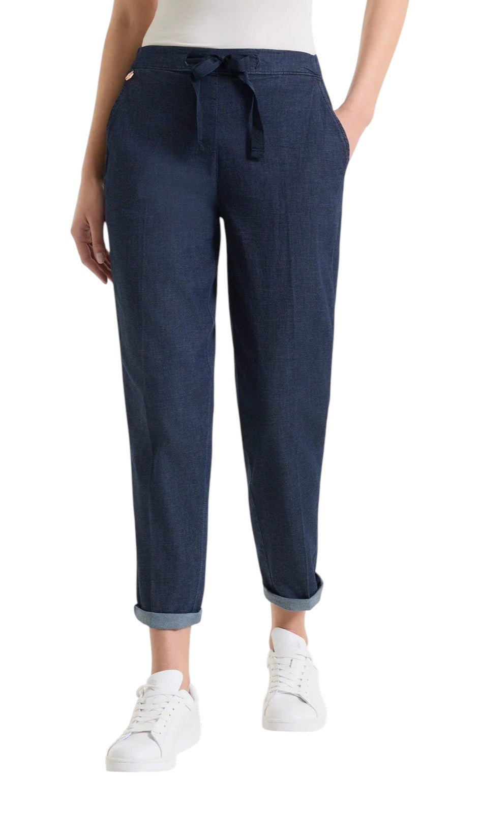 Jeans Ragno donna DS87P4 716 jogger cropped in Super Light Denim Dark Indigo<BR/> 