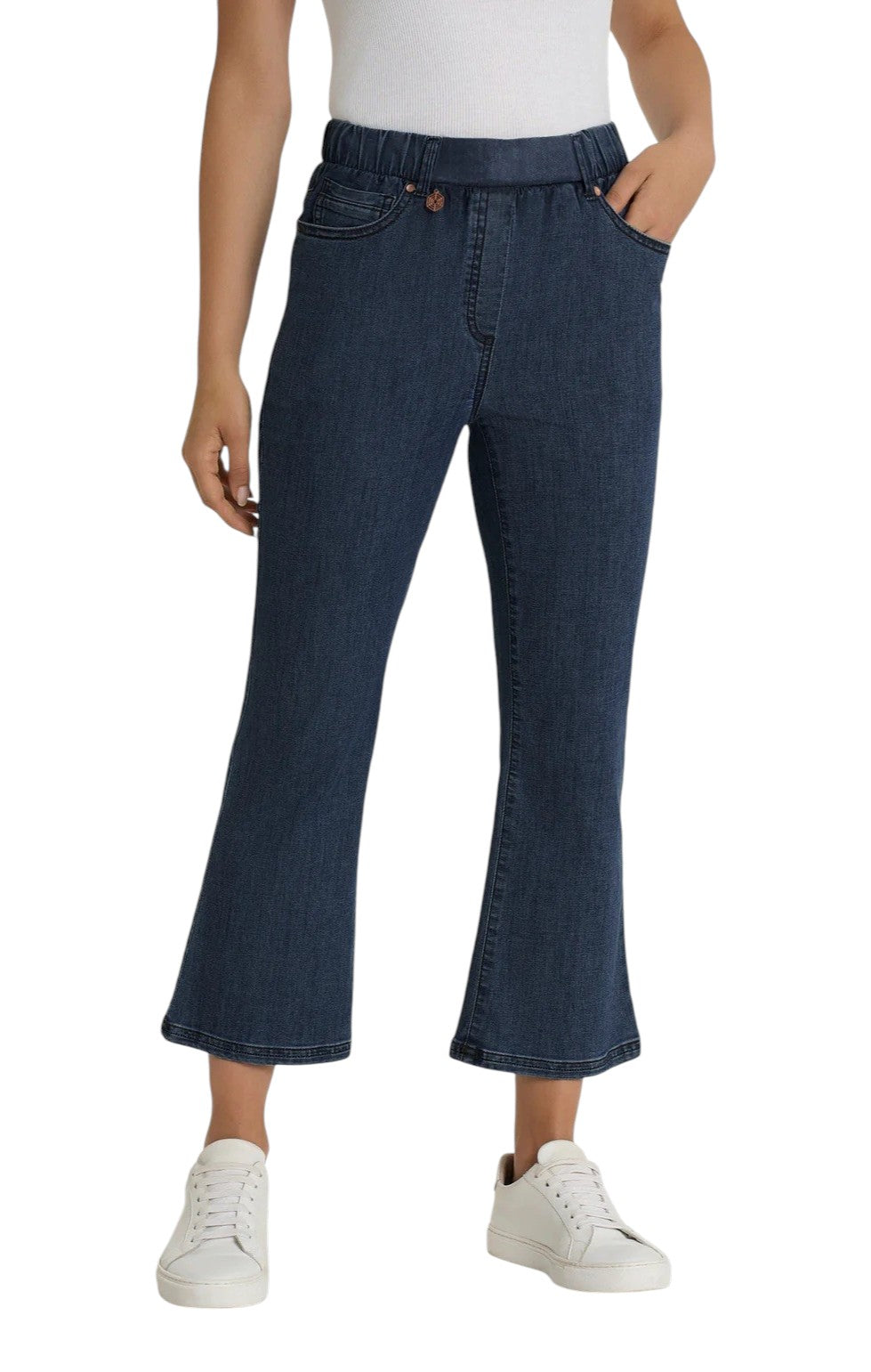 Jeans Ragno donna DS88PM 716 cropped a zampa in Light Denim Indigo<BR/> 