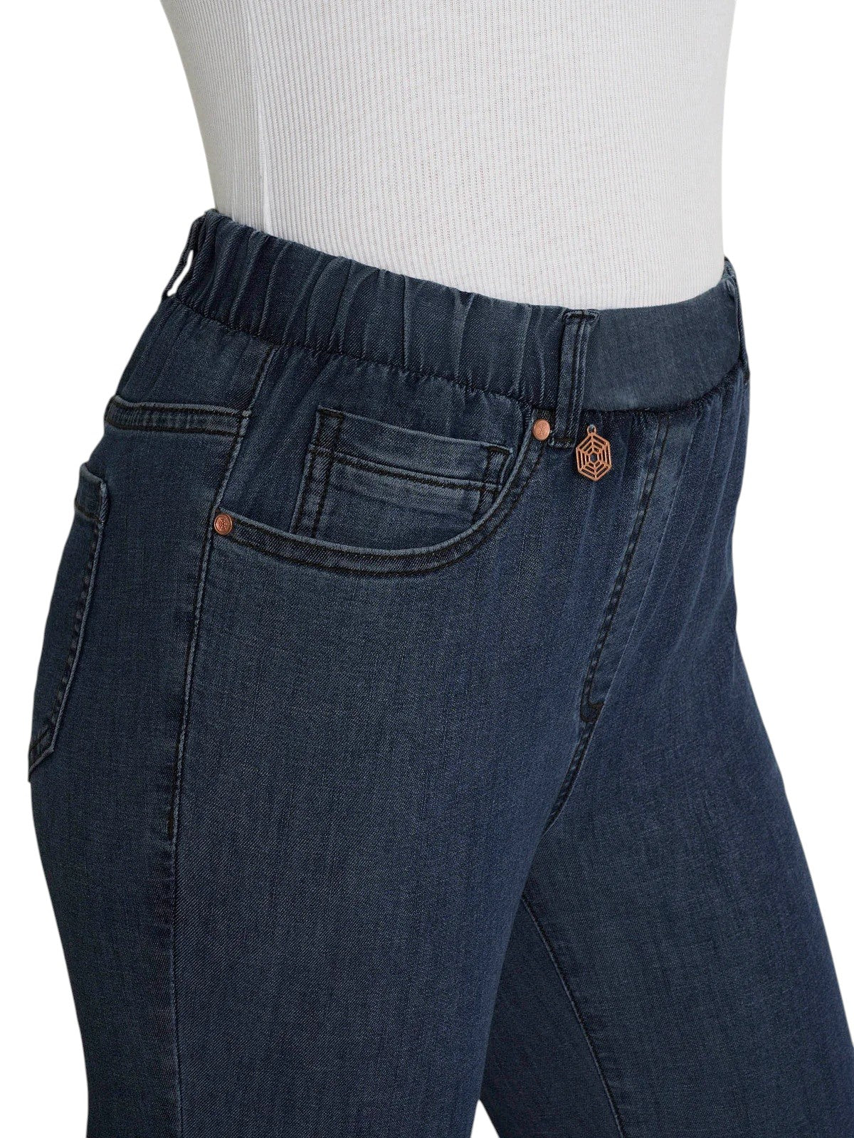 Jeans Ragno donna DS88PM 716 cropped a zampa in Light Denim Indigo<BR/> 